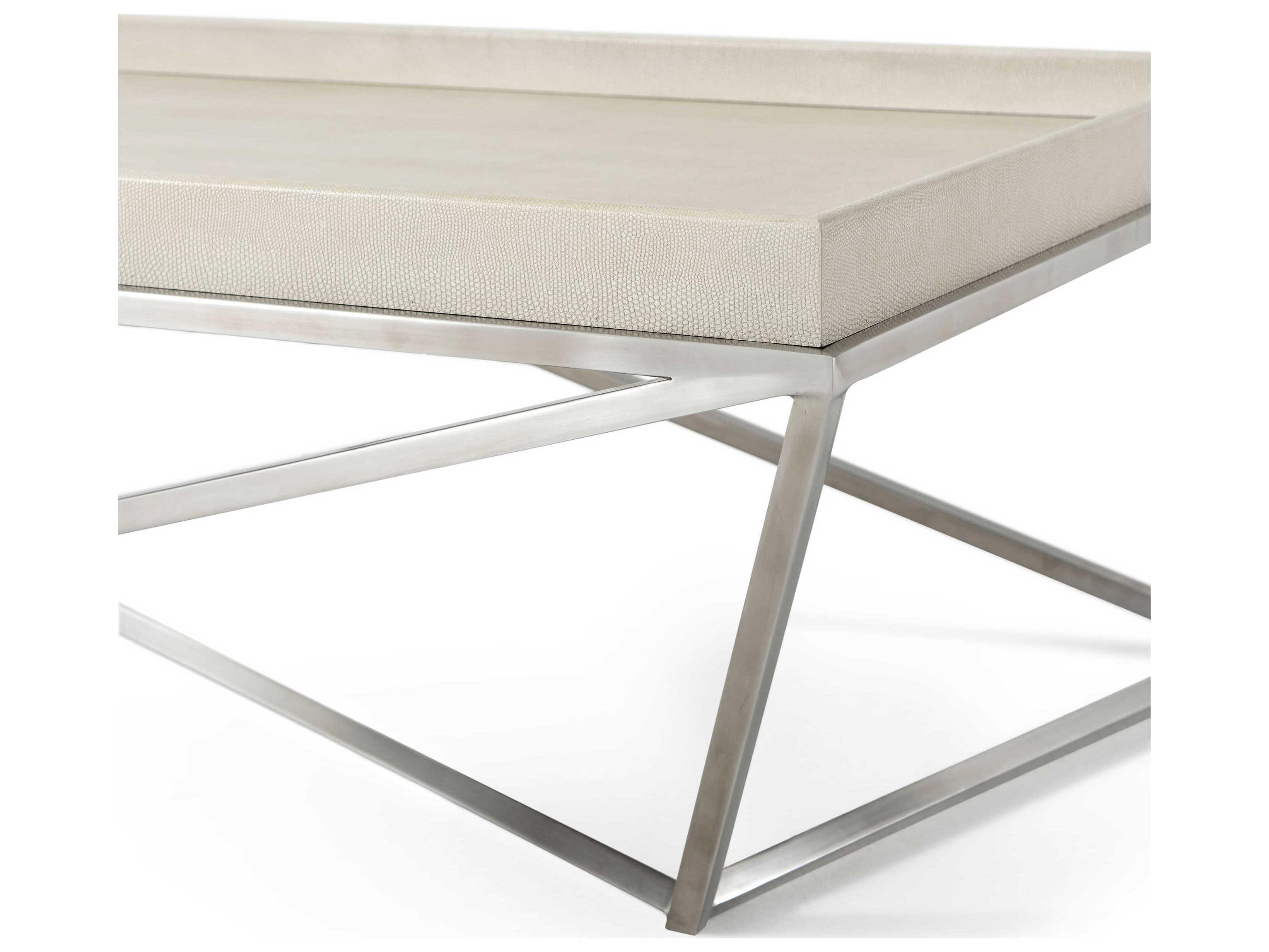 Theodore Alexander Ta Studio Rectangular Leather Crazy X Tray Cocktail Table