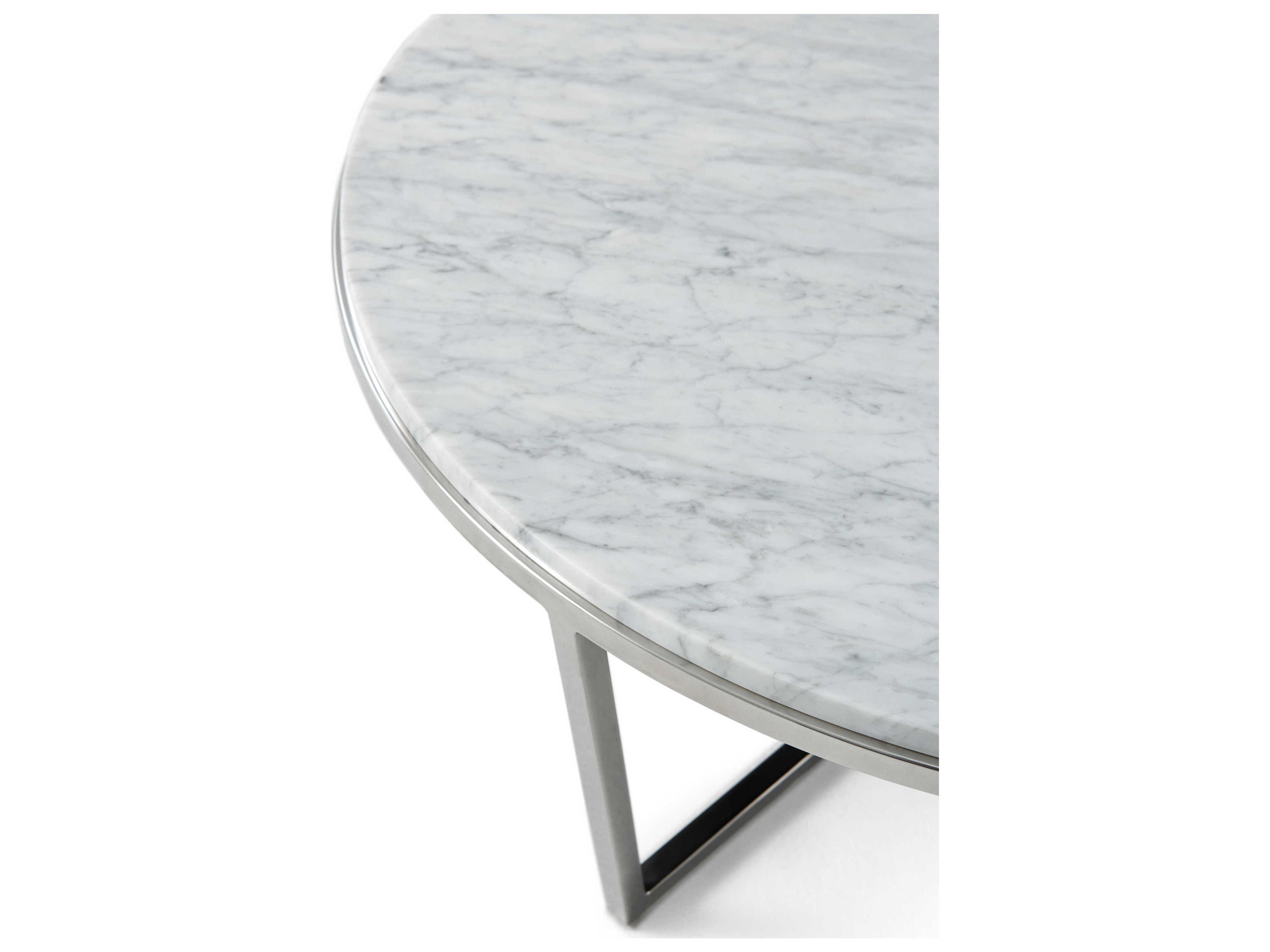 Theodore Alexander Ta Studio Round Marble Fisher Cocktail Table