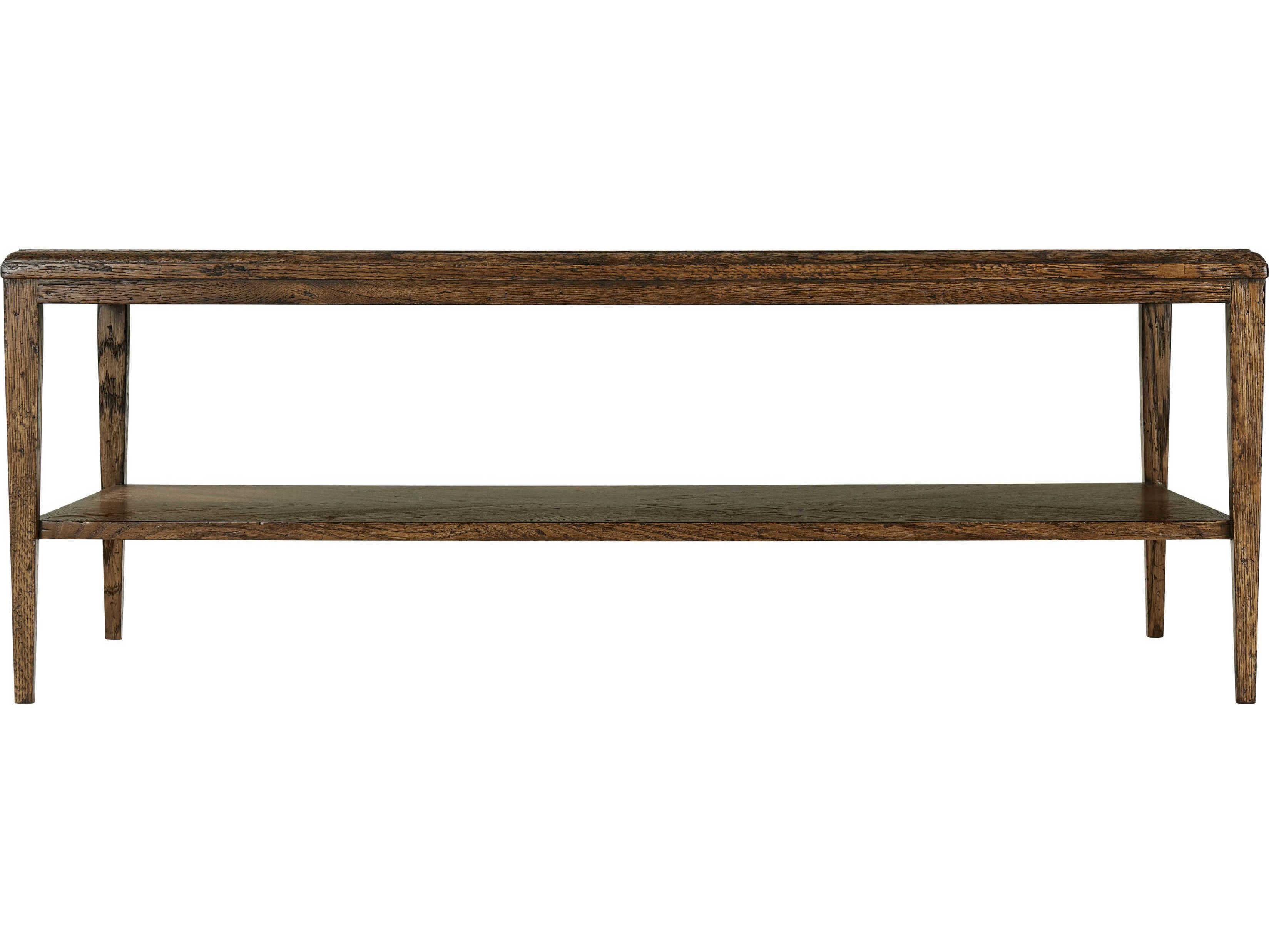 Theodore Alexander Nova Rectangular Wood Undertier Shelf Cocktail Table