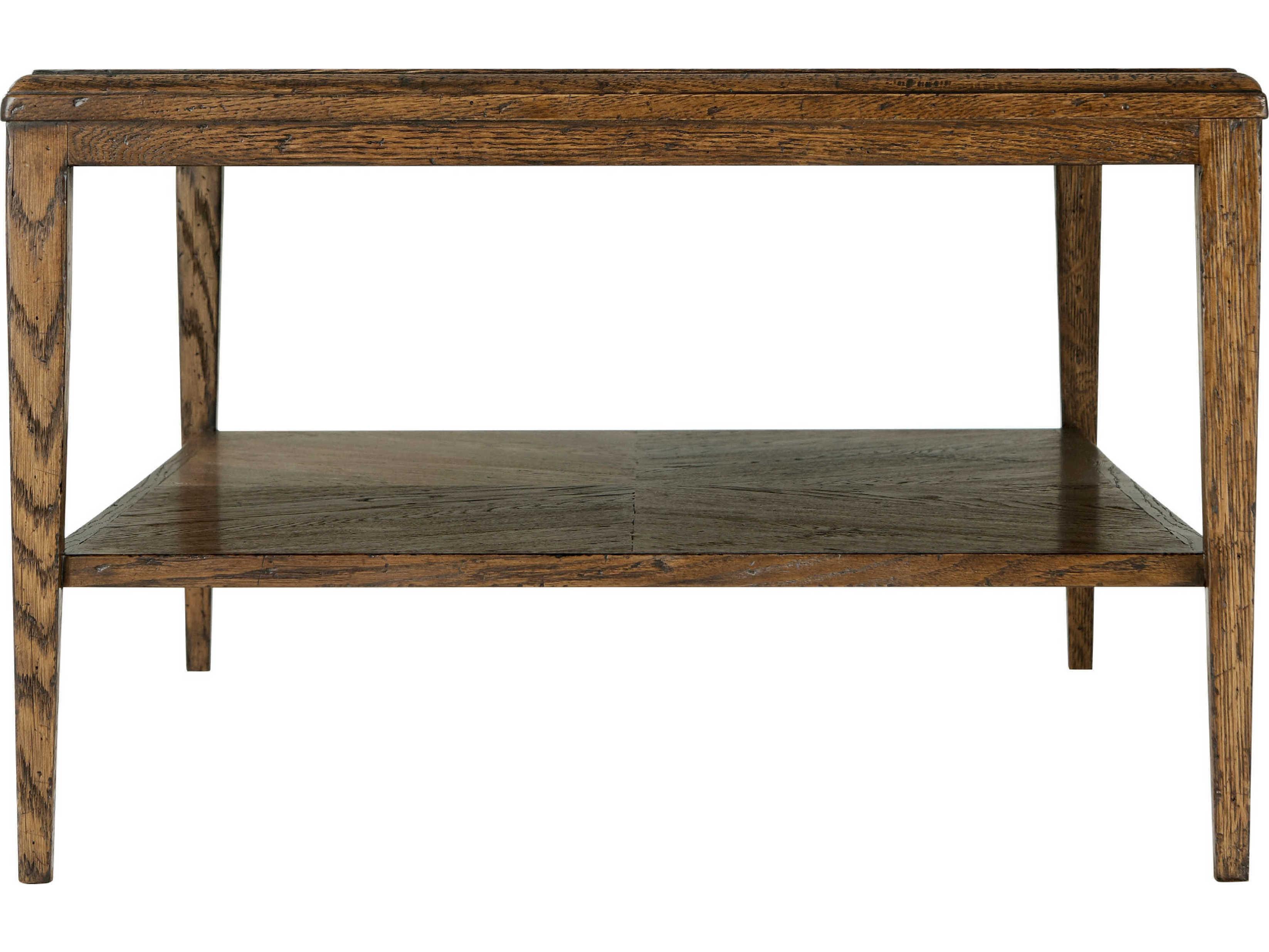 Theodore Alexander Nova Rectangular Wood Undertier Shelf Cocktail Table