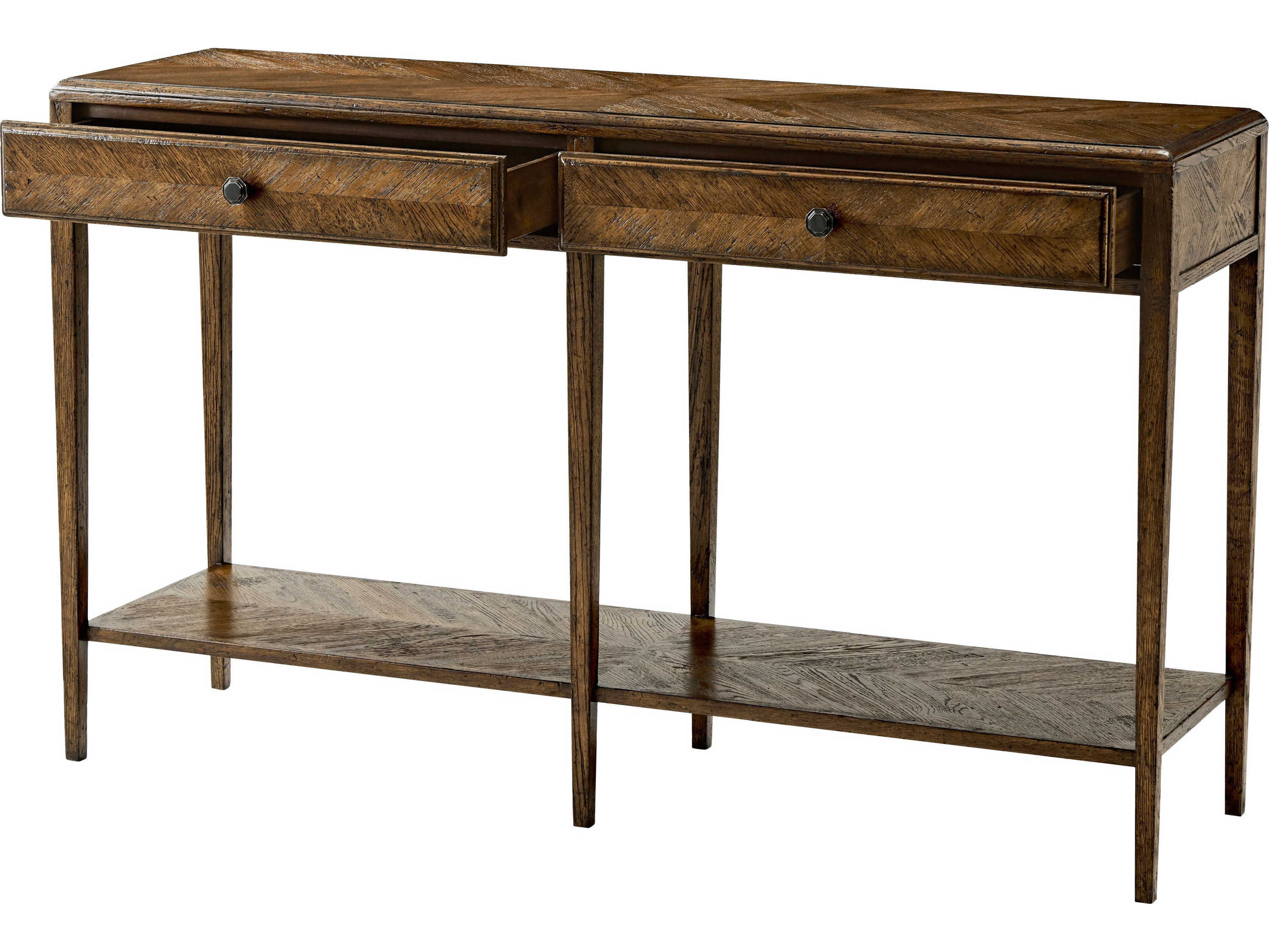 Theodore Alexander Nova Rectangular Wood Two Frieze Drawers Console Table
