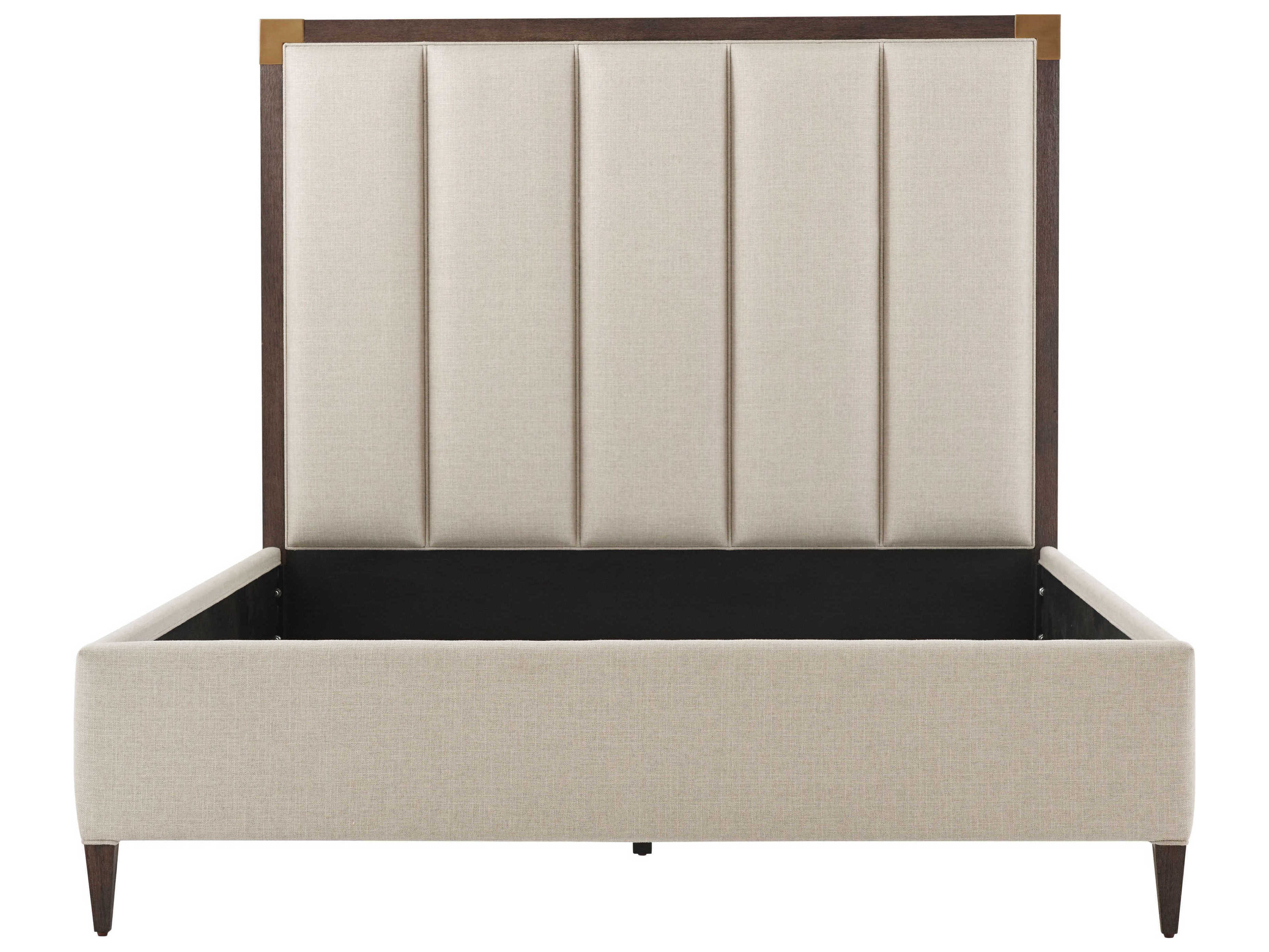 Theodore Alexander Ta Studio Embassy Beige Beech Wood Upholstered Queen Platform Bed