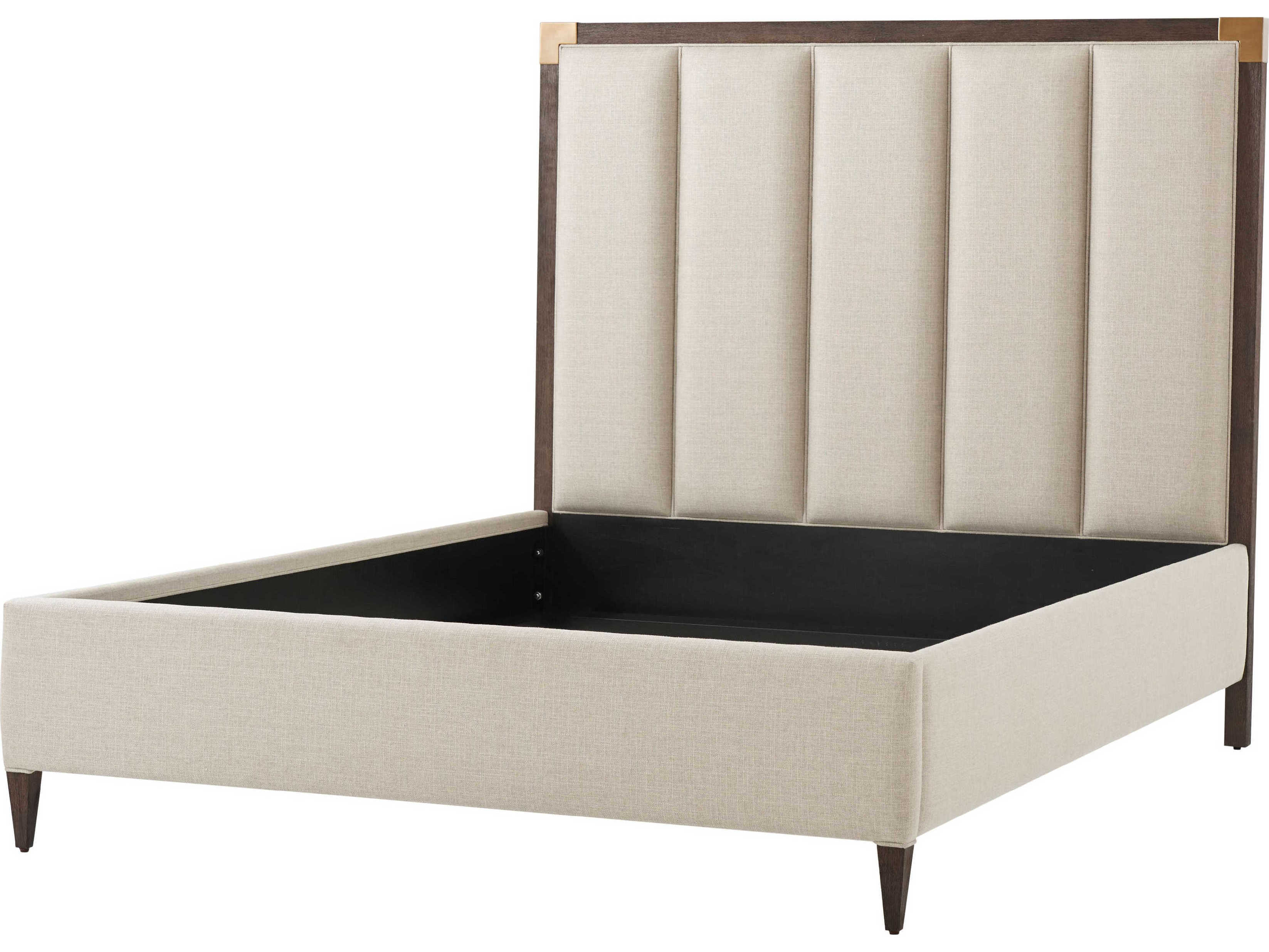 Theodore Alexander Ta Studio Embassy Beige Beech Wood Upholstered Queen Platform Bed
