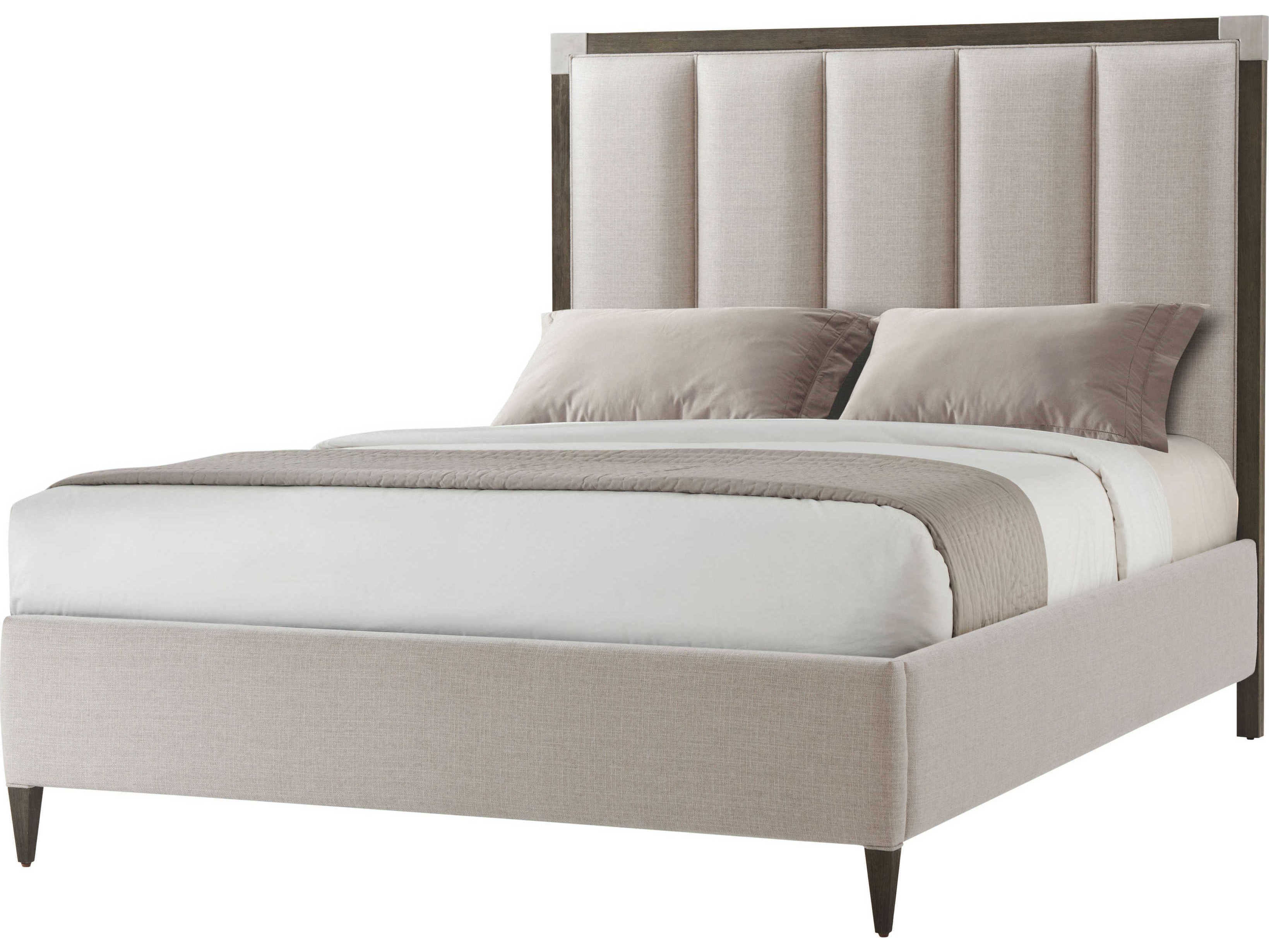 Theodore Alexander Ta Studio Embassy Gray Beech Wood Upholstered Queen Platform Bed