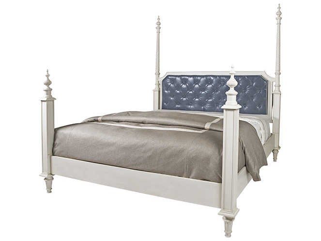 Theodore Alexander Alexa Hamption Blue Wood King Poster Bed