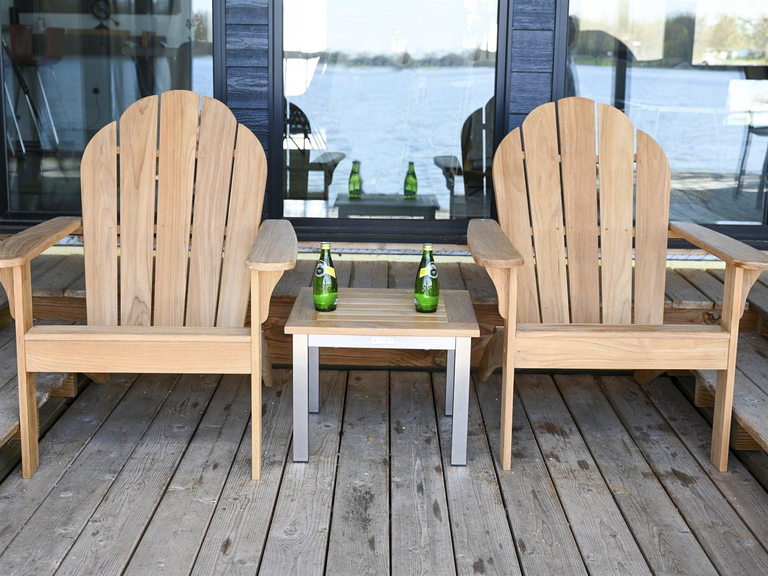 Three Birds Casual Adirondack Natural Teak Wood Lounge set