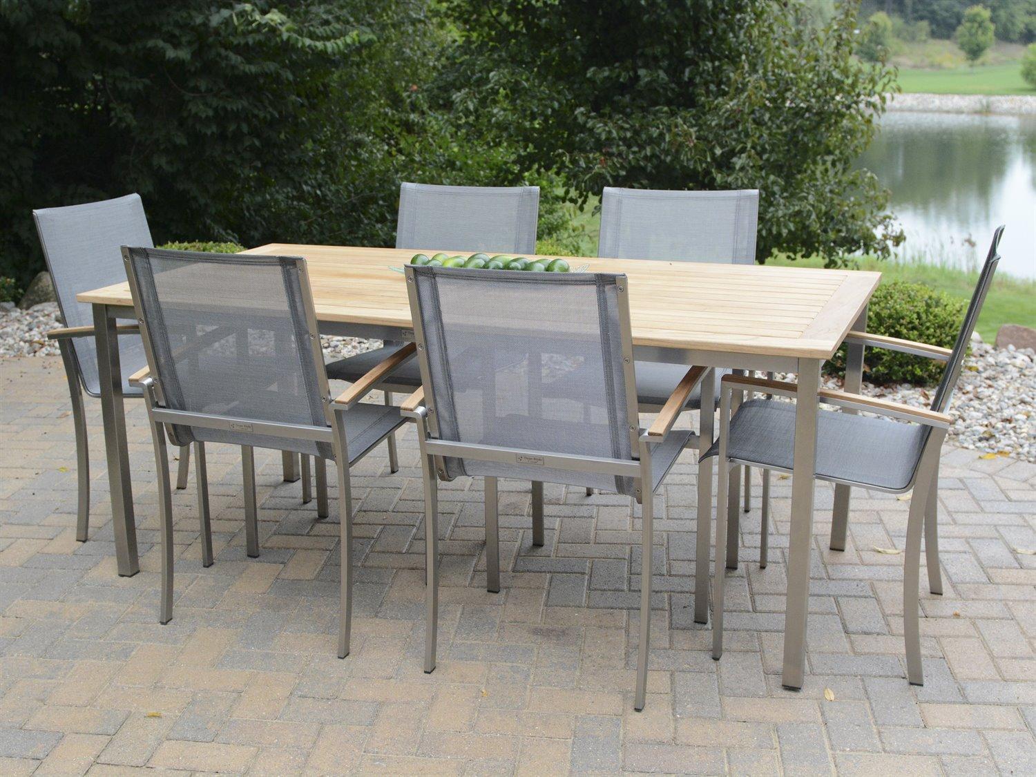 Three Birds Casual Avanti Stainless Steel Outdoor Patio Dining Set