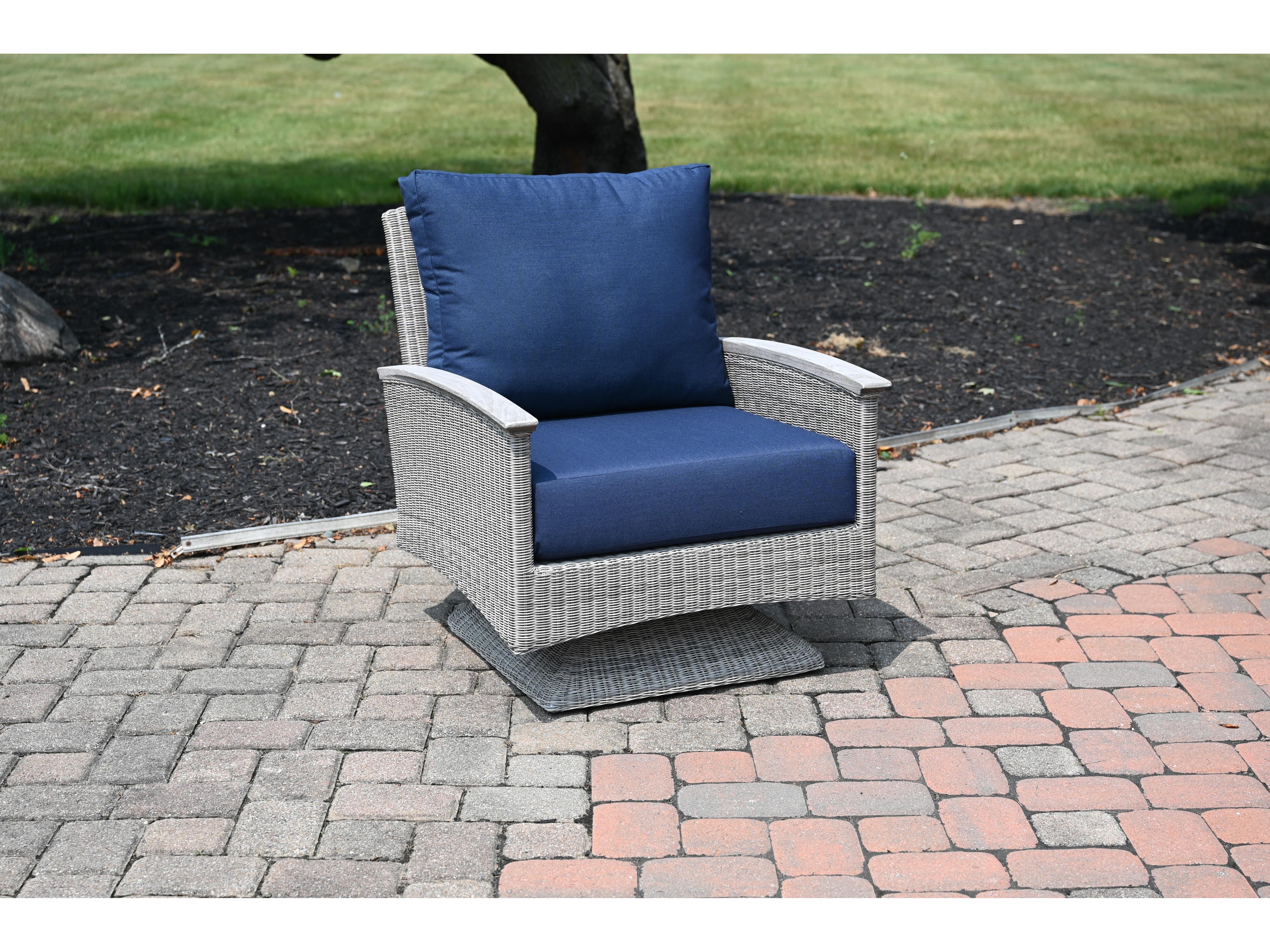 Three Birds Casual Bella Wicker Deep Seating Swivel Rocker Outdoor Patio Lounge Chair