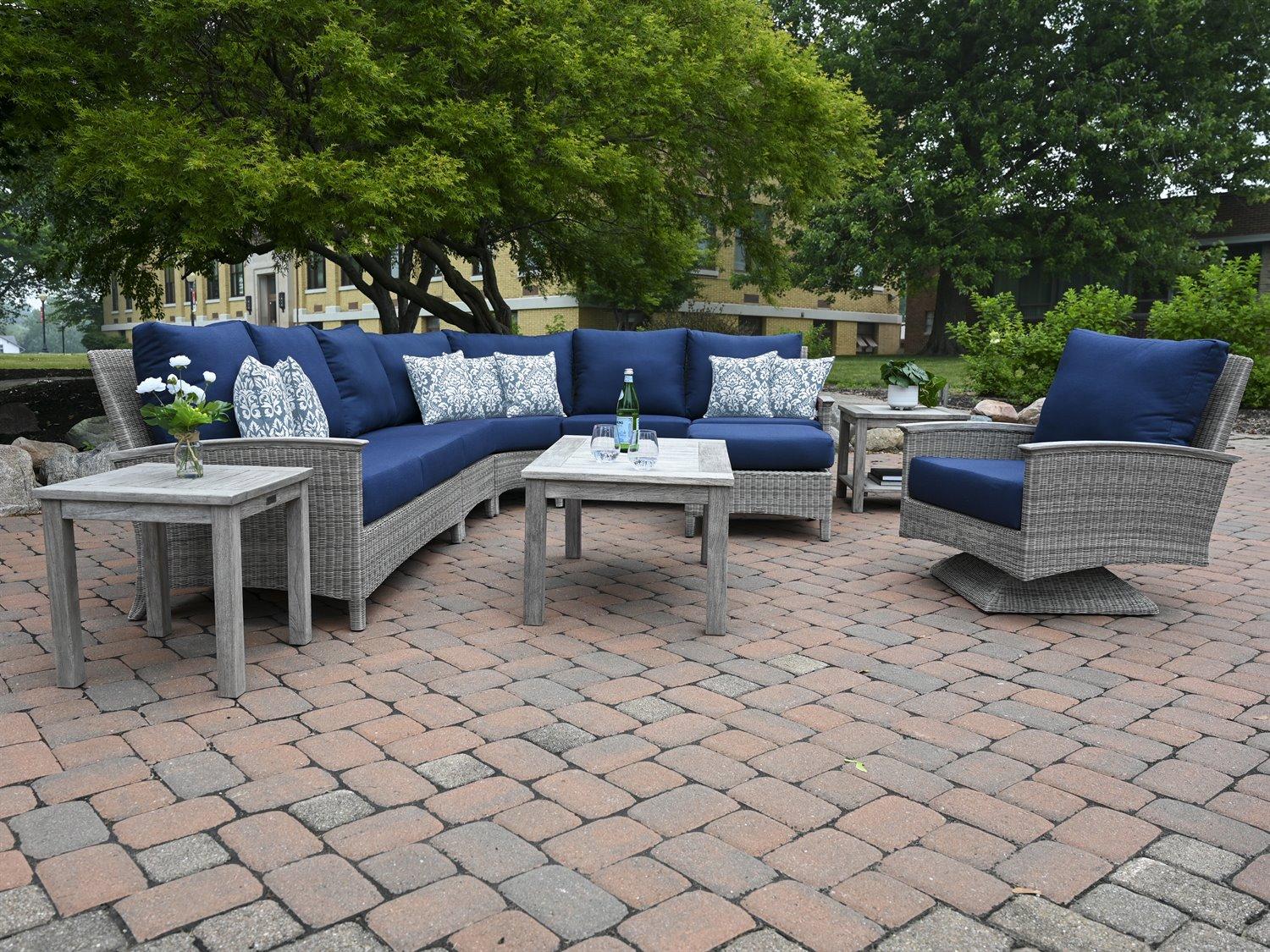 Three Birds Casual Bella Deep Seating Wicker Sectional Outdoor Patio Lounge Set