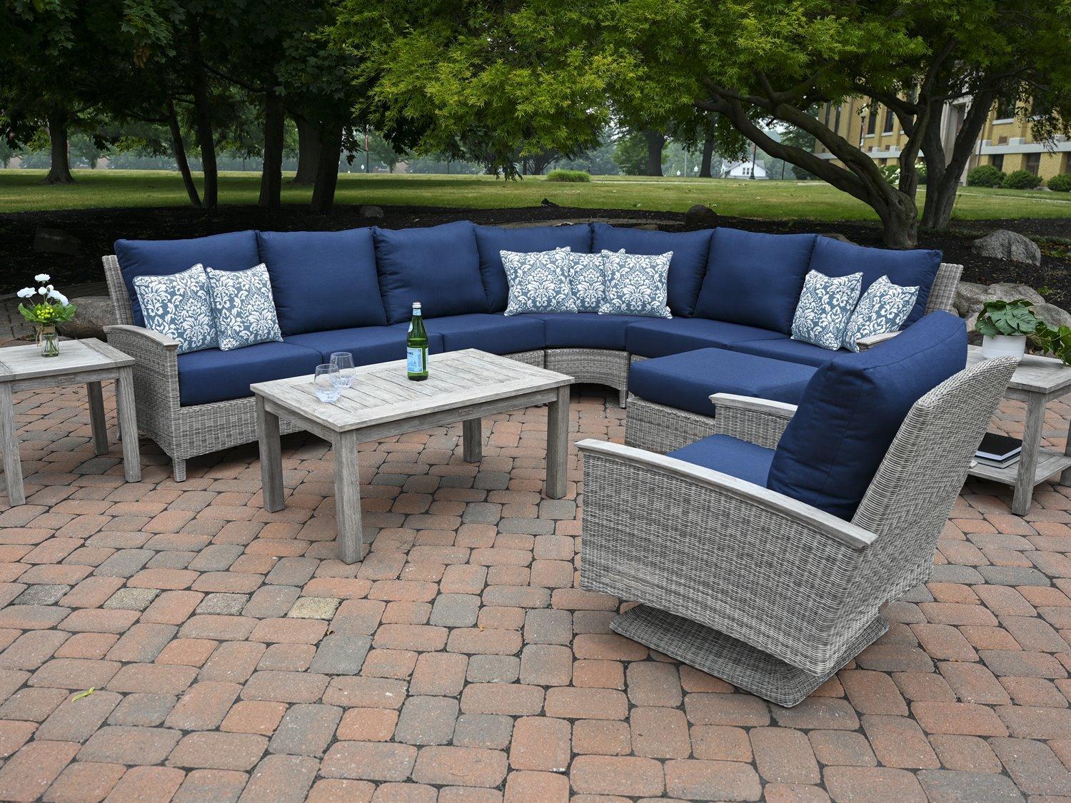 Three Birds Casual Bella Deep Seating Wicker Sectional Outdoor Patio Lounge Set