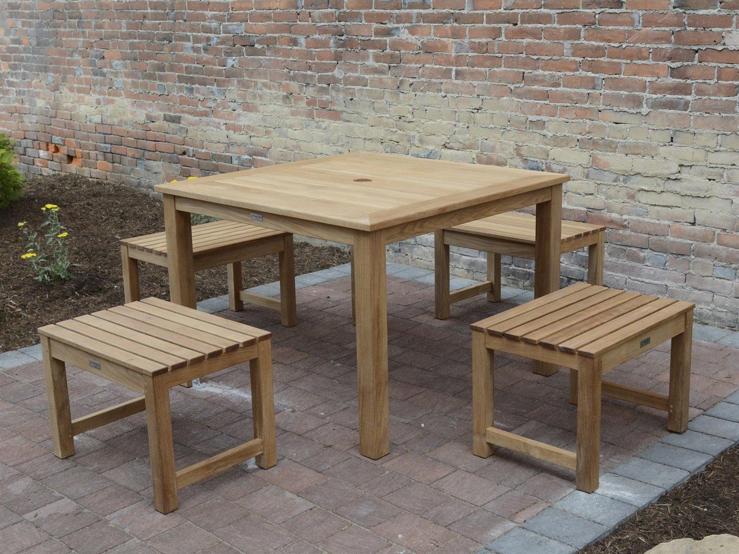 Three Birds Casual Charleston Natural Teak Outdoor Patio Dining Set