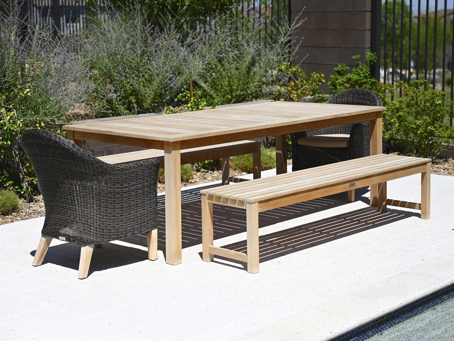 Three Birds Casual Charleston Natural Teak Outdoor Patio Dining Set