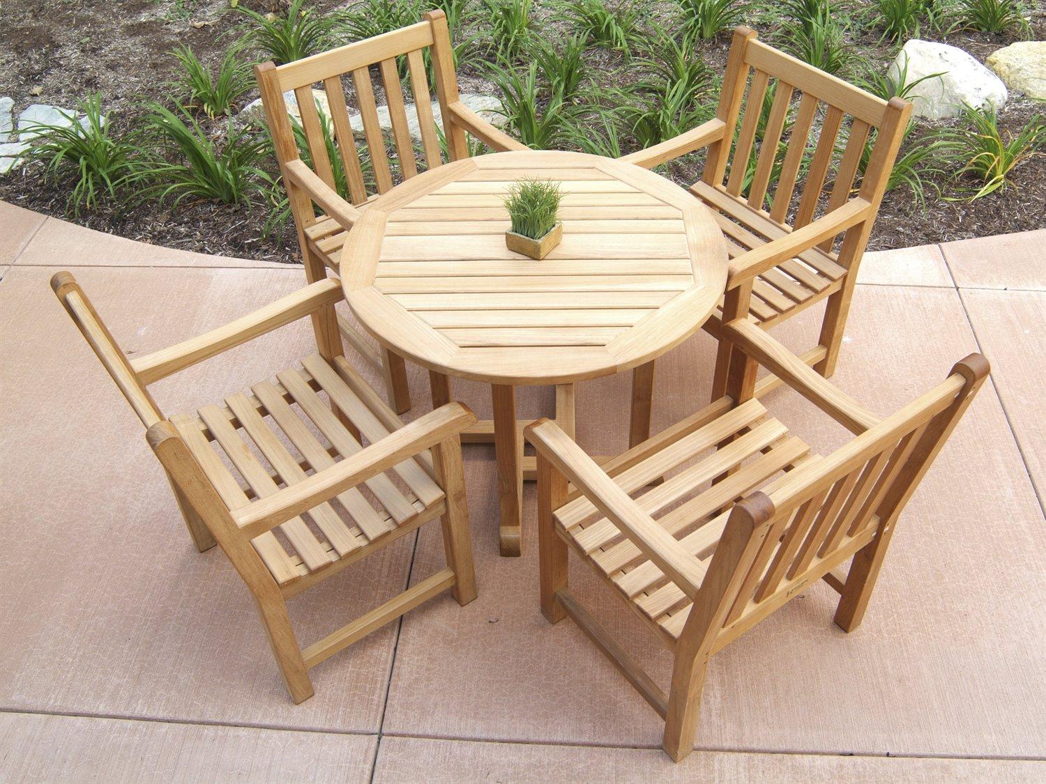 Three Birds Casual Classic Natural Teak Patio Dining Set