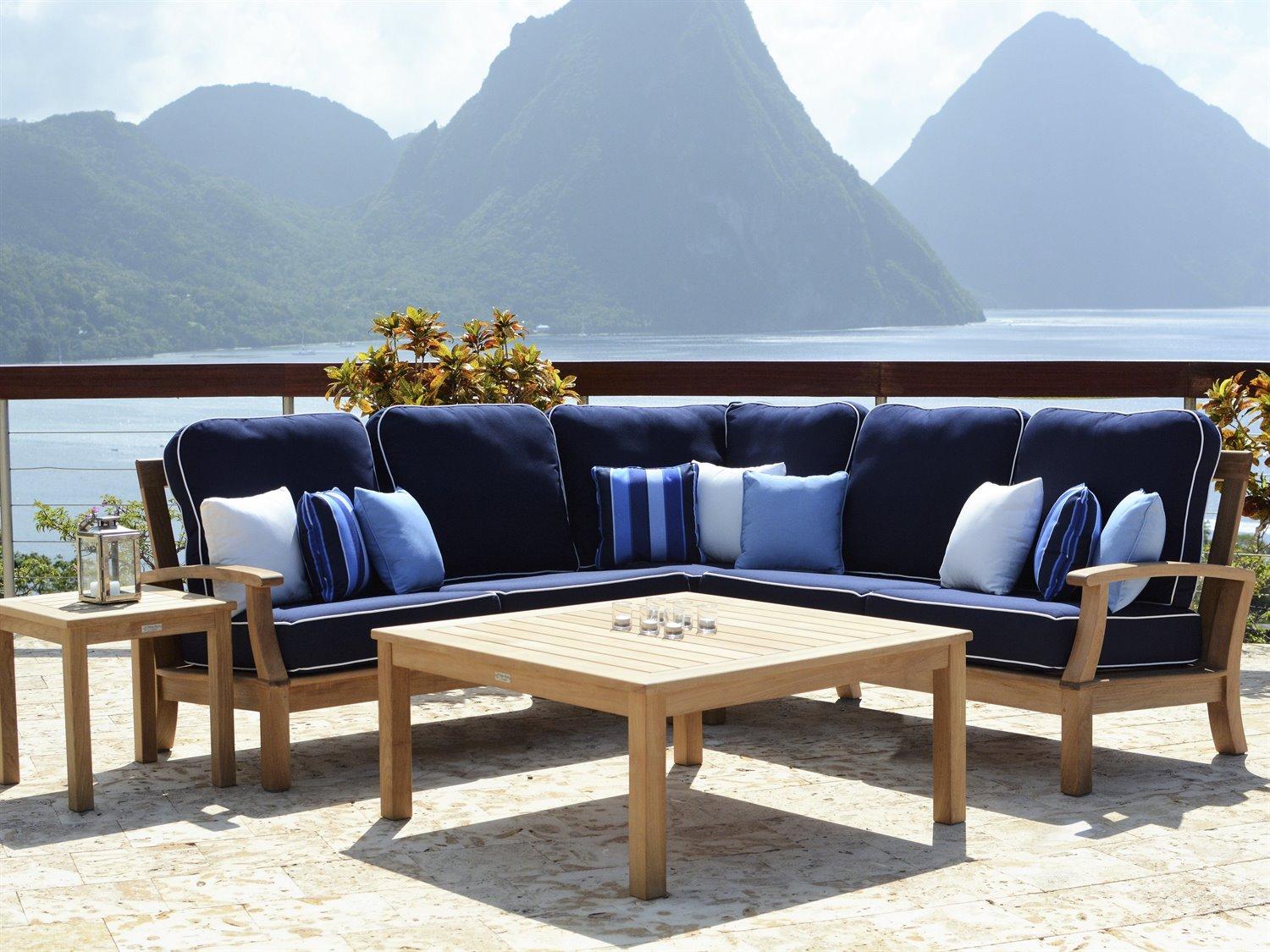 Three Birds Casual Monterey Natural Teak Sectional Outdoor Lounge Set