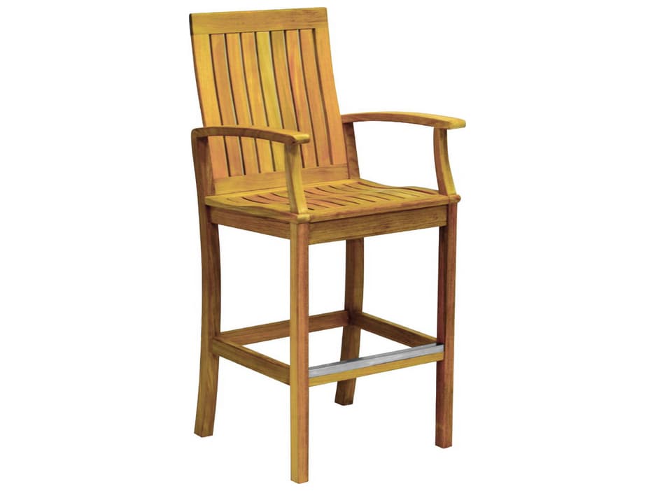 Three Birds Casual Monterey Teak Patio Bar Chair with Arms