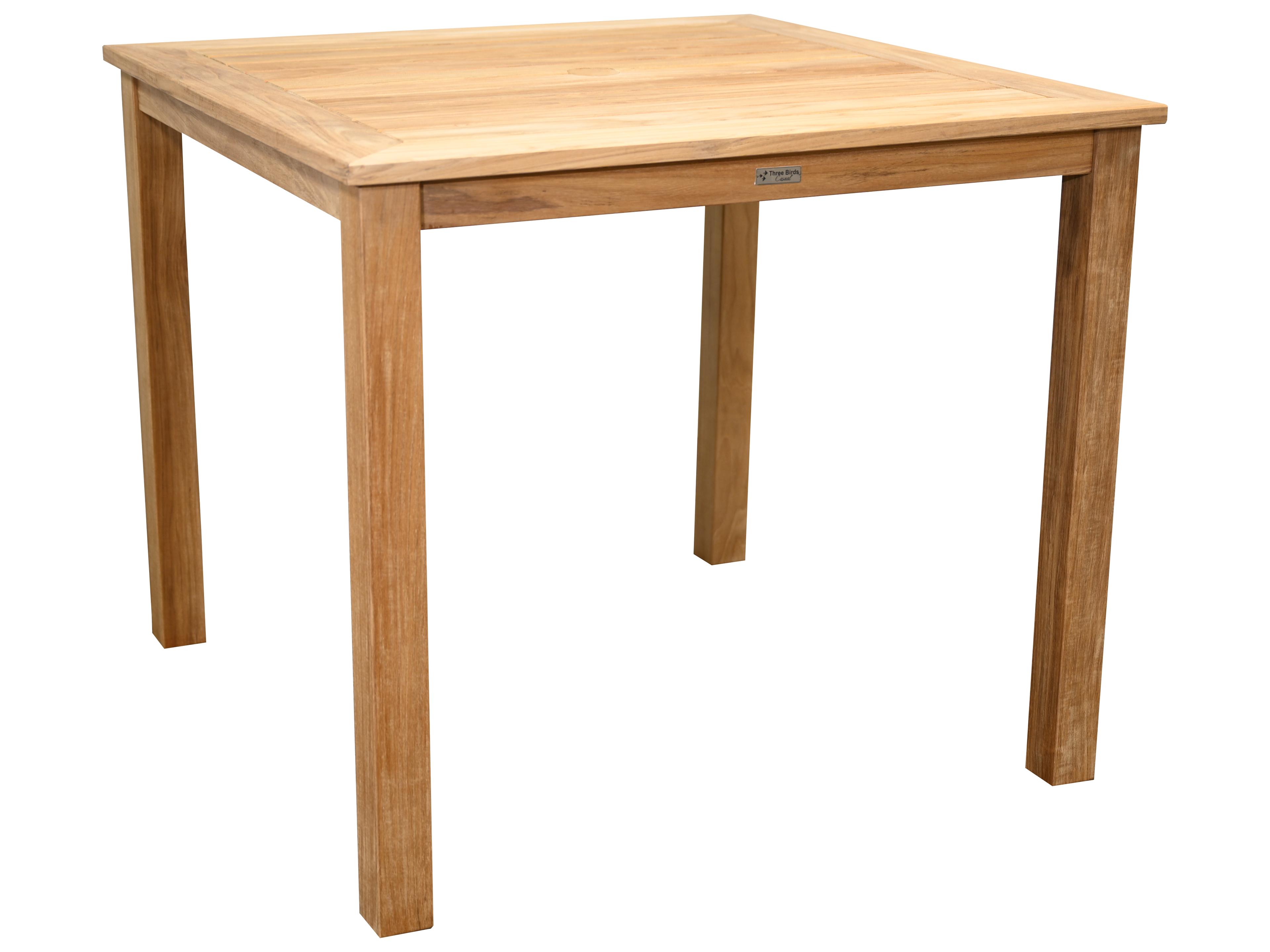 Three Birds Casual Newport Teak Natural Square Counter Height Dining table