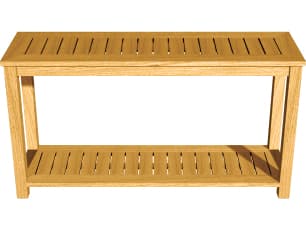 Three Birds Casual Newport Teak Natural Rectangular Patio Console Table with Lower Shelf