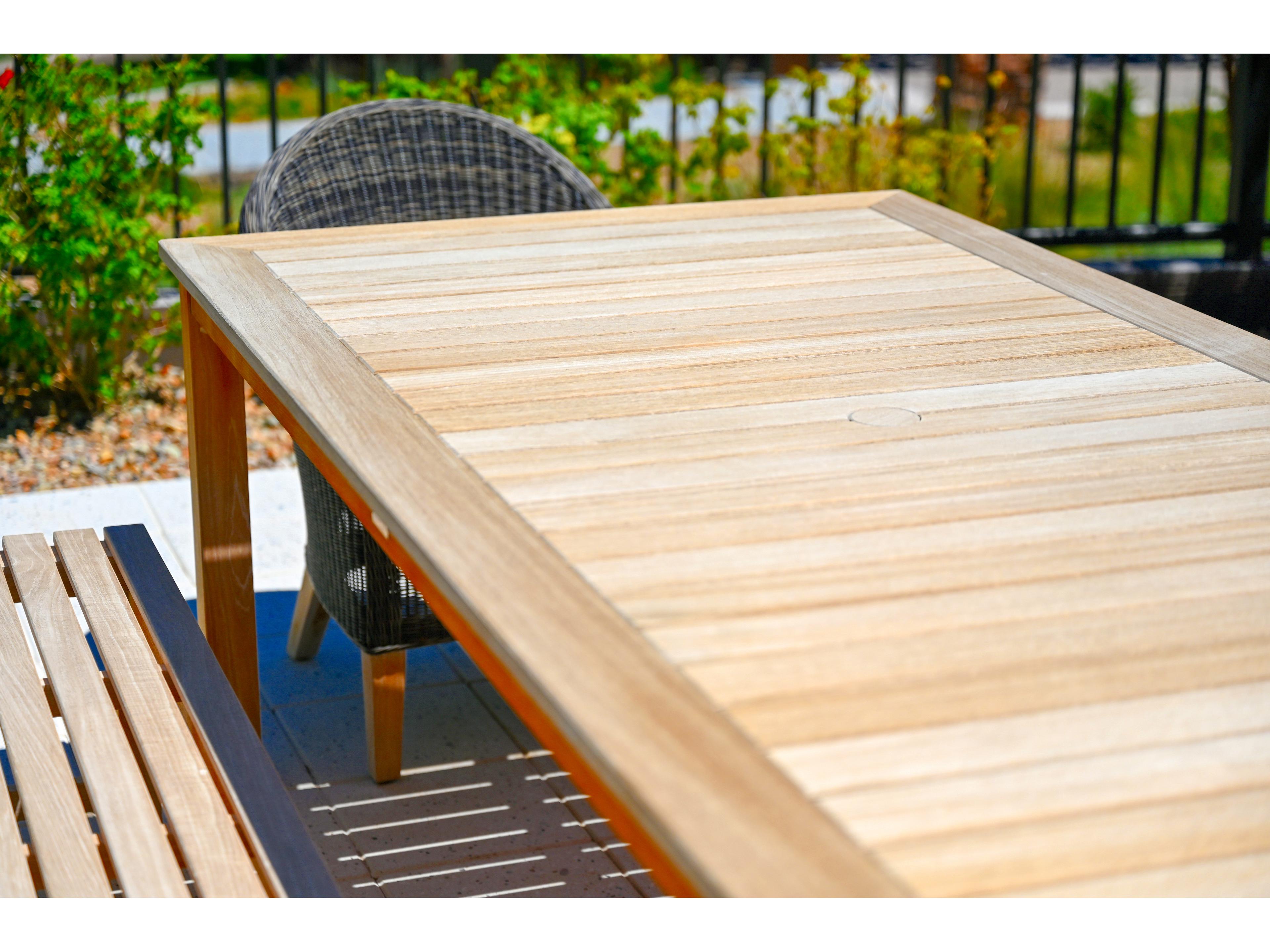 Three Birds Casual Newport Teak Rectangular Outdoor Patio Dining Table