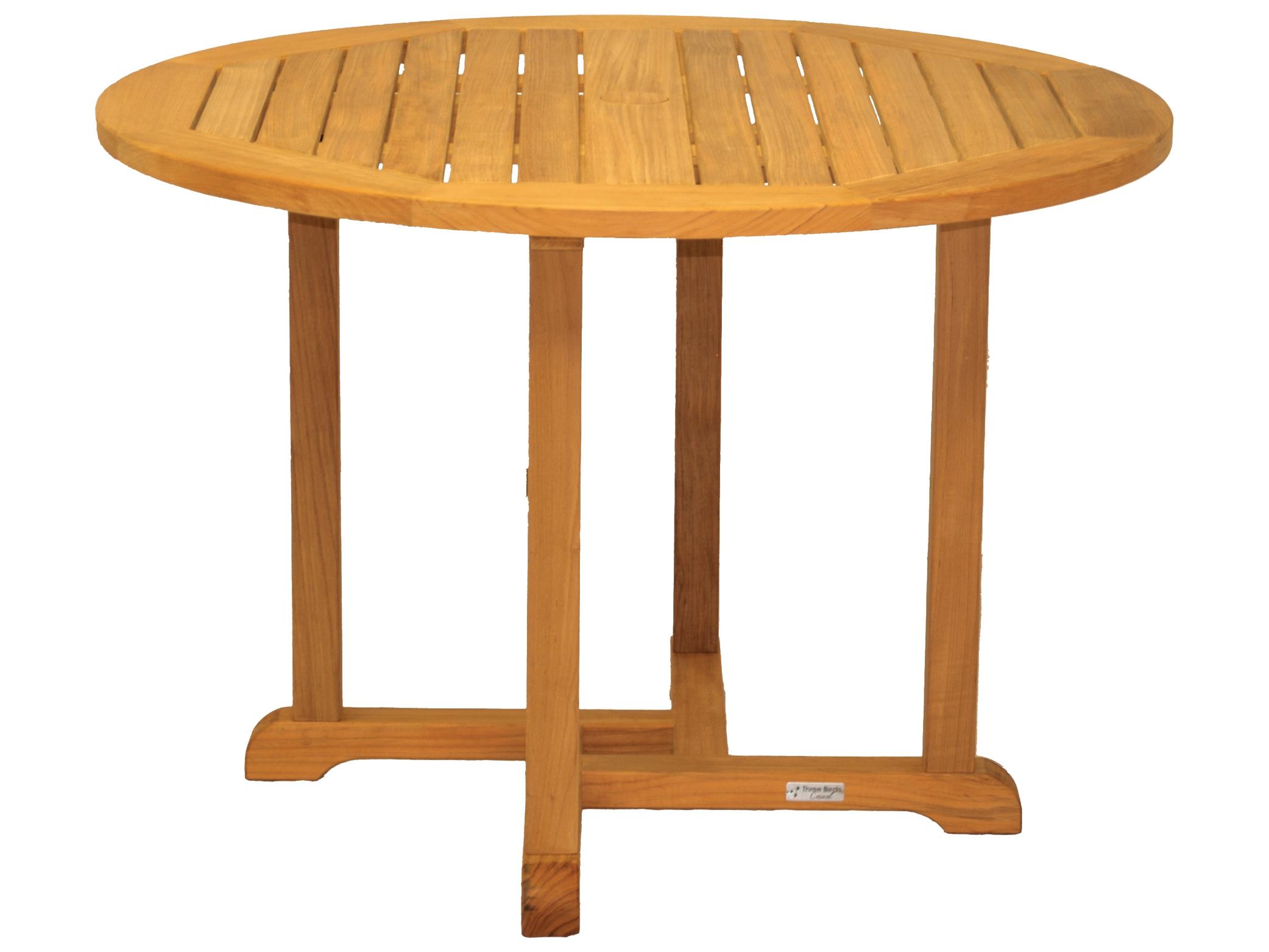 Three Birds Casual Oxford Teak Round Outdoor Patio Dining Table