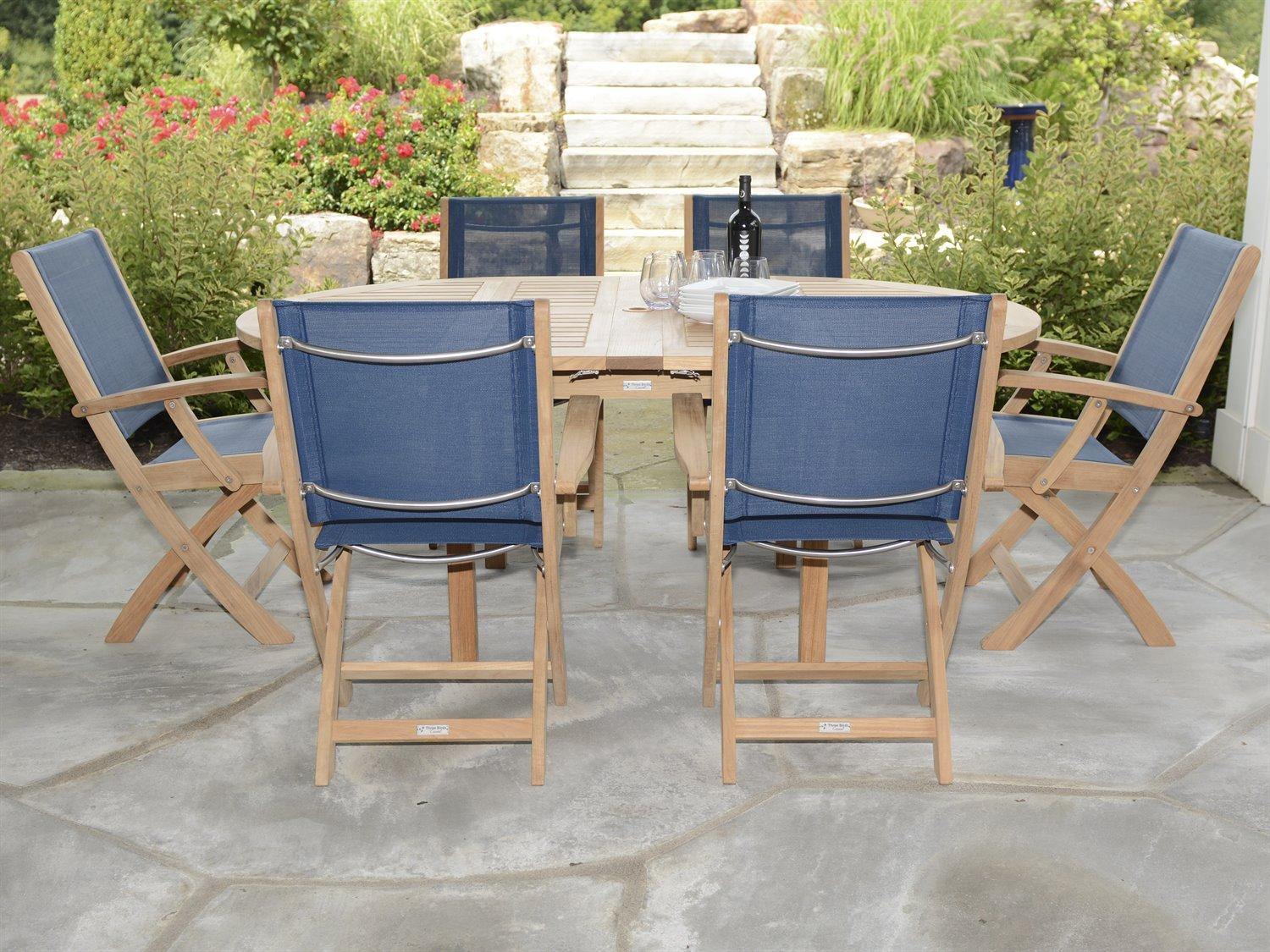 Three Birds Casual Riviera Sling Natural Teak Outdoor Dining Set
