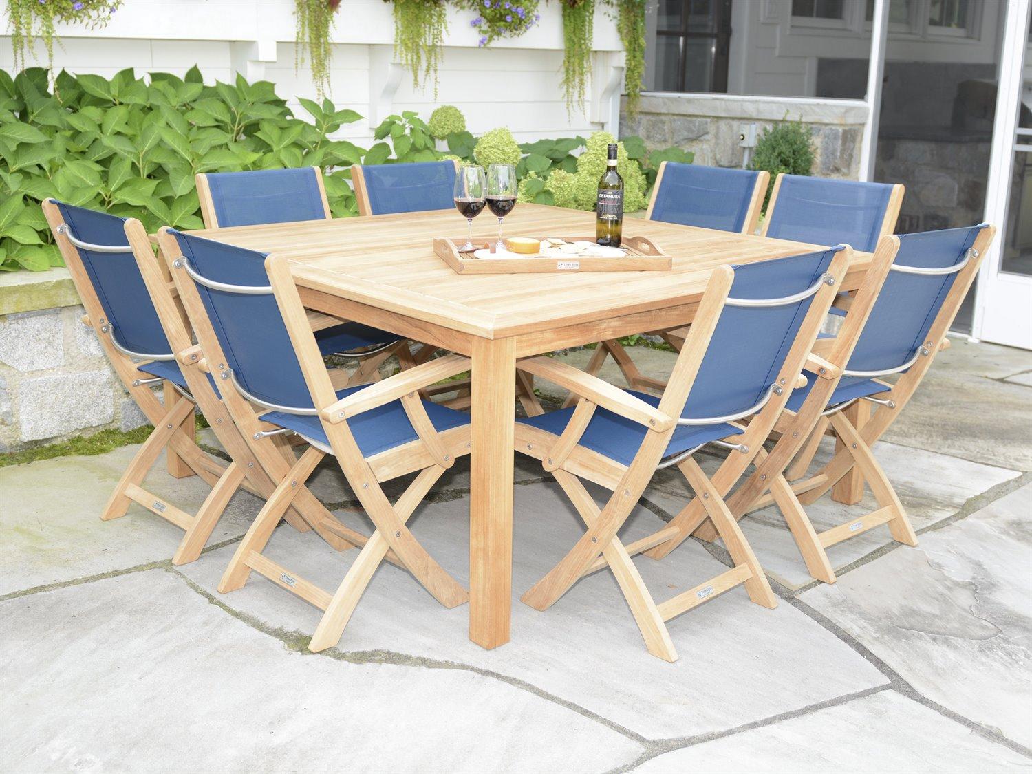Three Birds Casual Riviera Sling Natural Teak Patio Dining Set