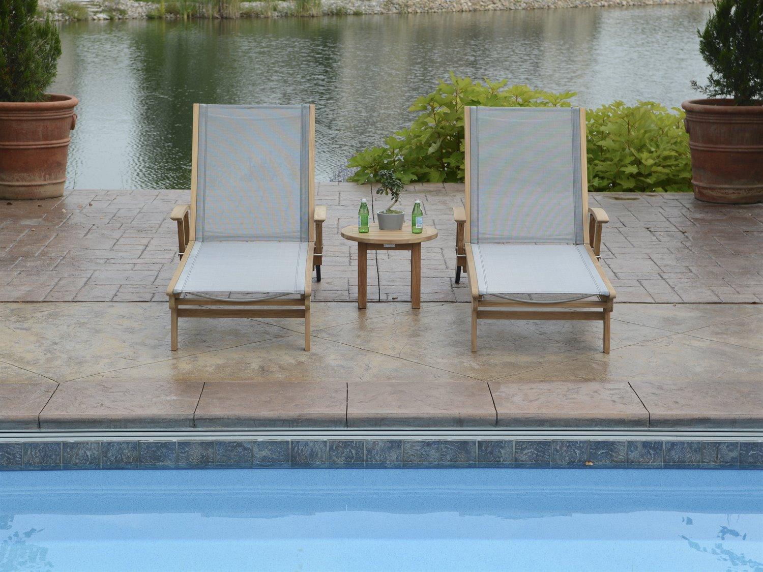 Three Birds Casual Riviera Sling Natural Teak Patio Lounge Set