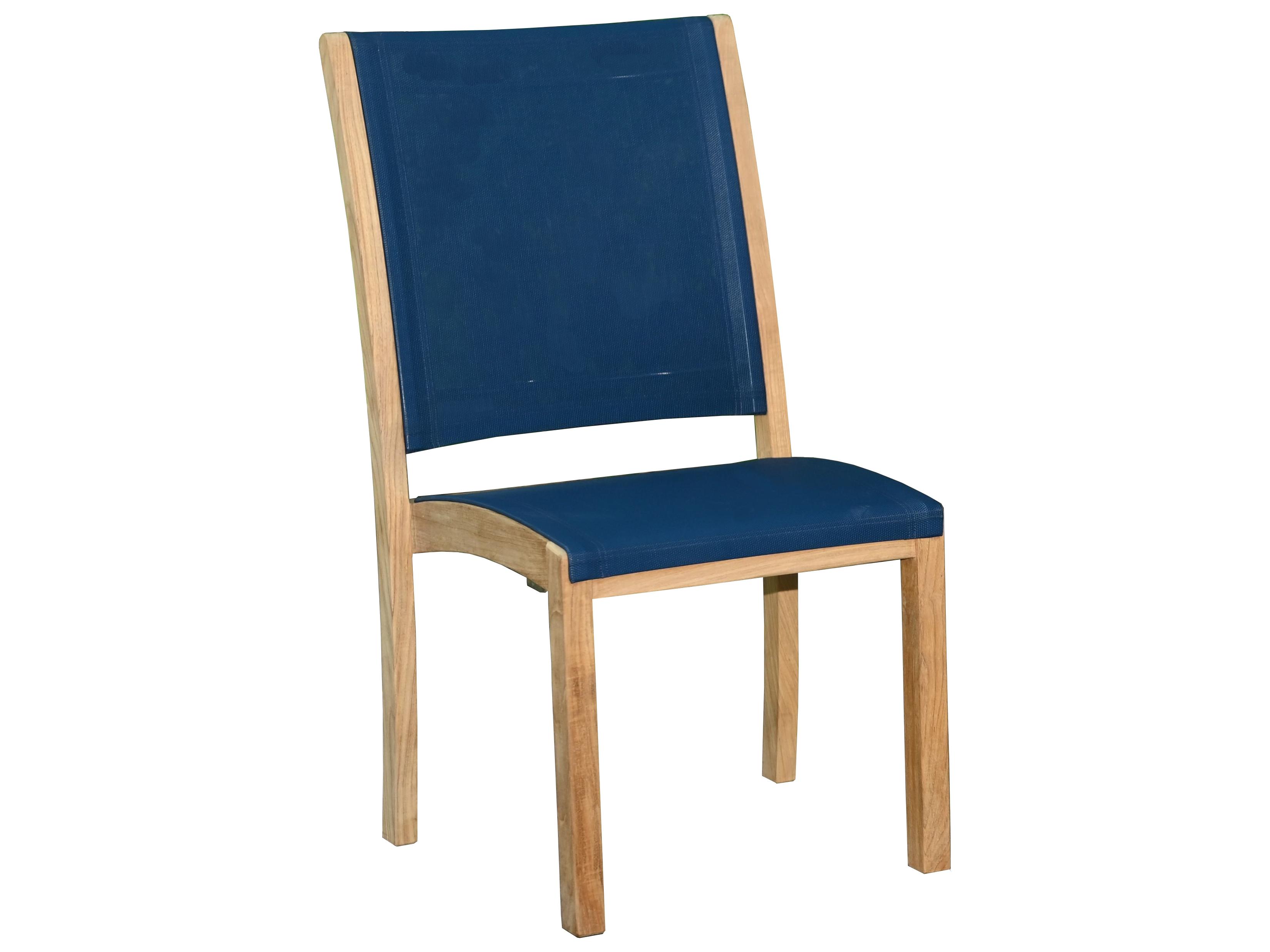 Three Birds Casual Riviera Teak Sling Outdoor Patio Dining Side Chair
