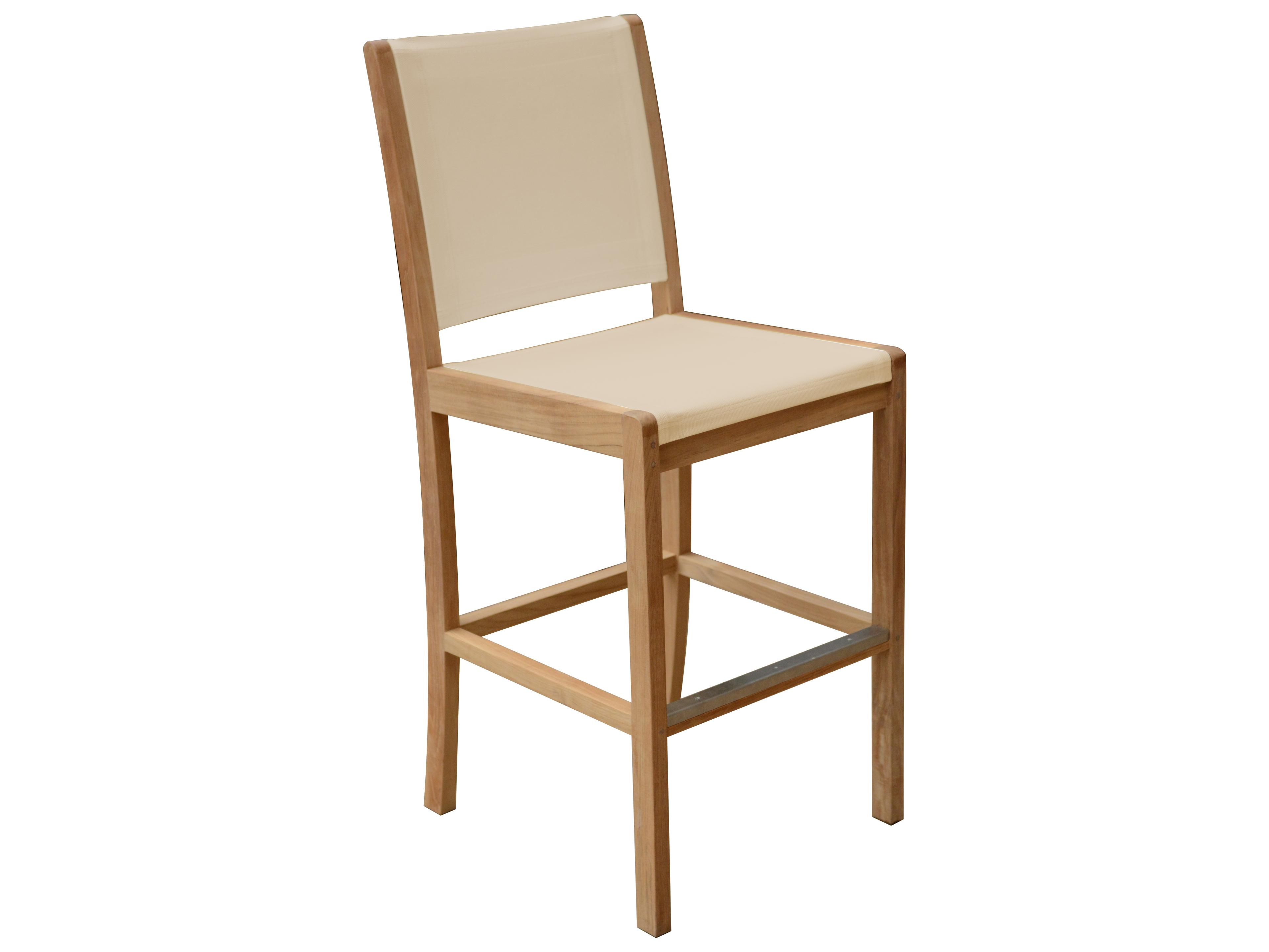 Three Birds Casual Riviera Teak Sling Outdoor Bar Chair