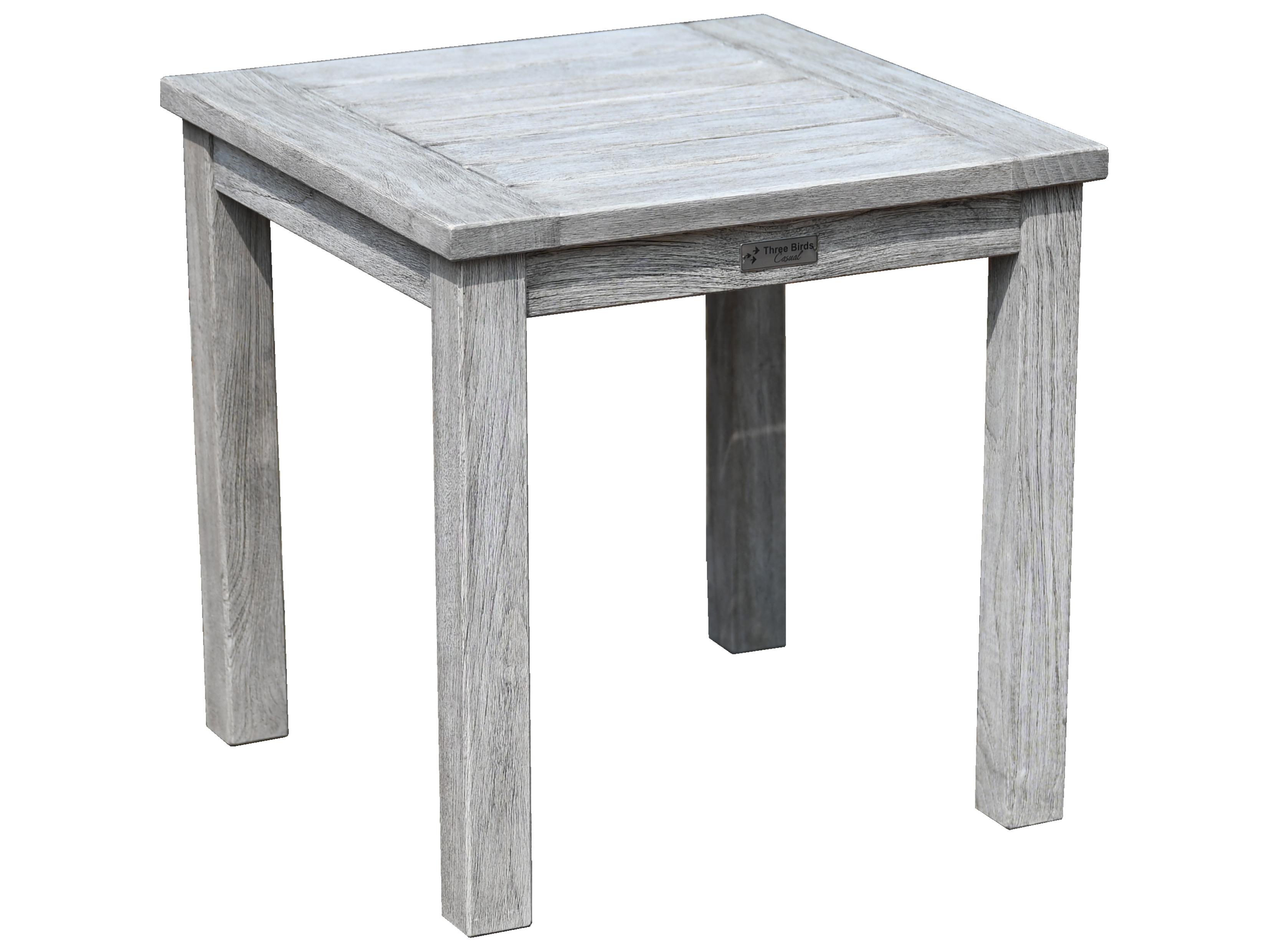 Three Birds Casual Shelburne Teak Tall Square Outdoor Patio Side Table