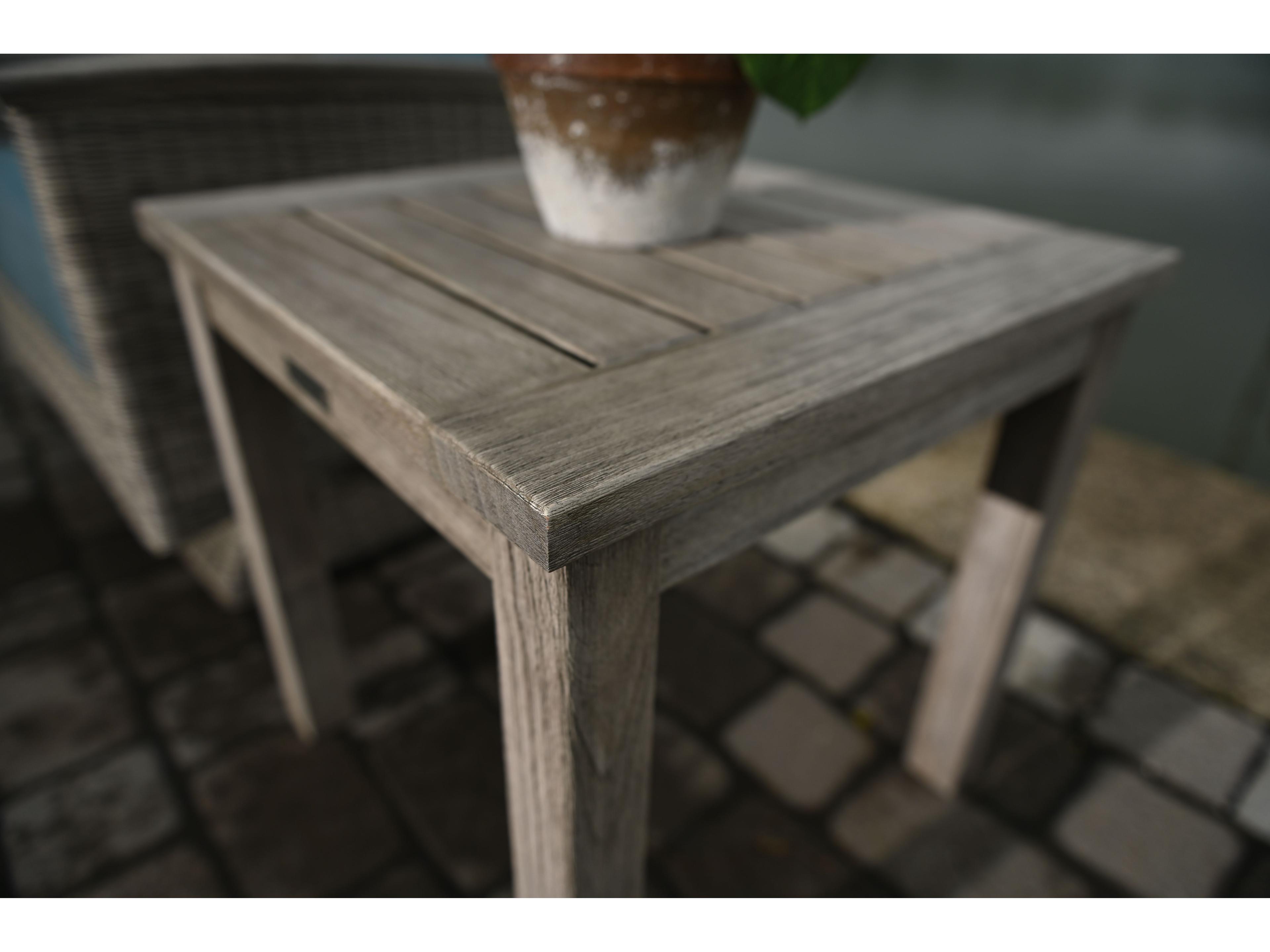 Three Birds Casual Shelburne Teak Tall Square Outdoor Patio Side Table