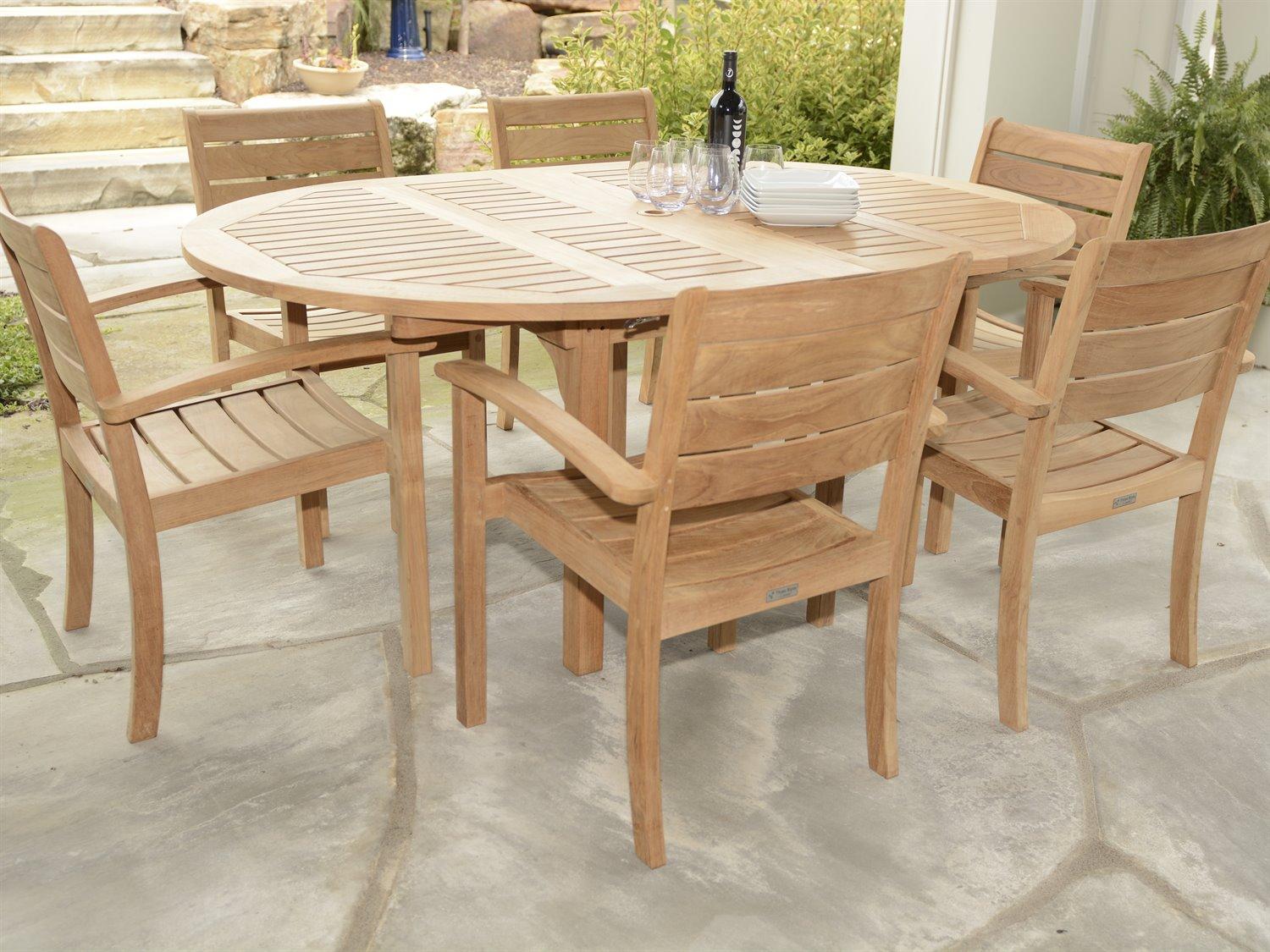 Three Birds Casual Sedona Natural Teak Outdoor Patio Dining Set