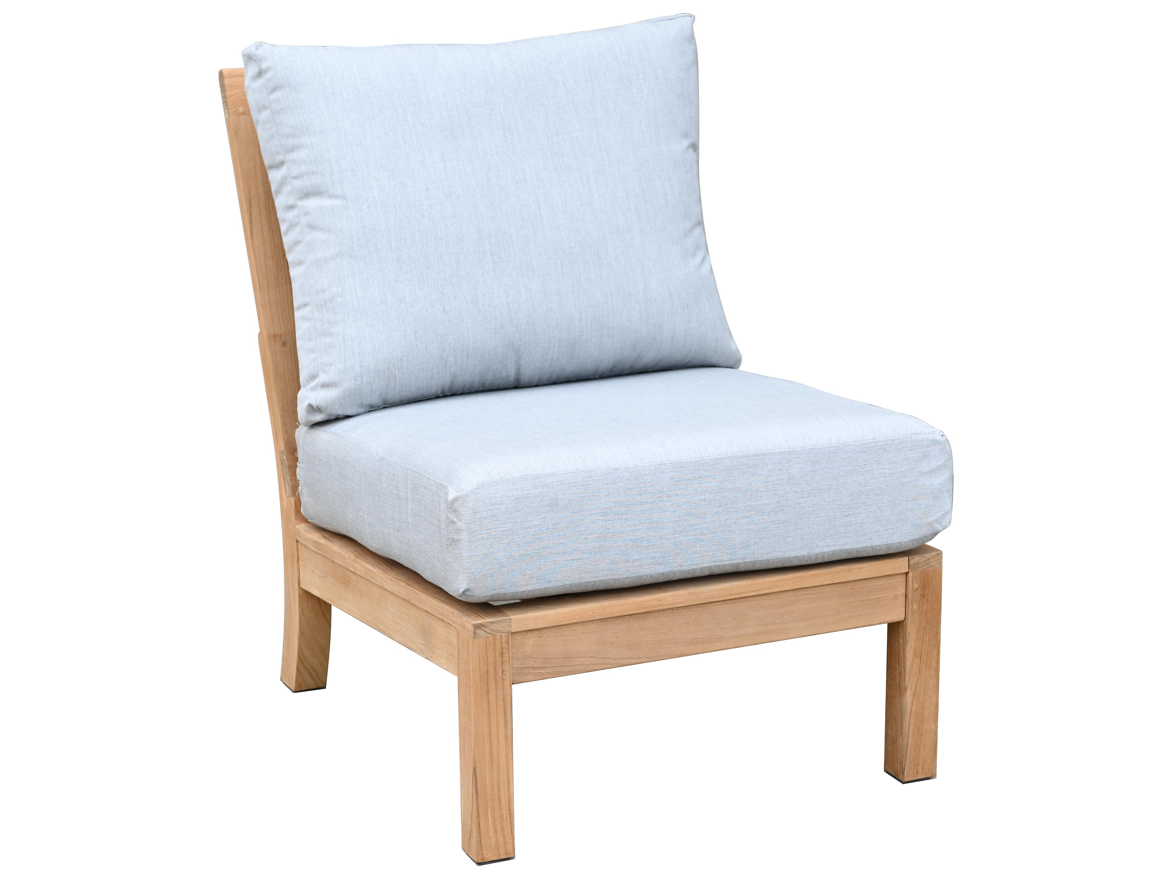 Three Birds Casual St. Lucia Teak Deep Seating Sectional Modular Outdoor Lounge Chair