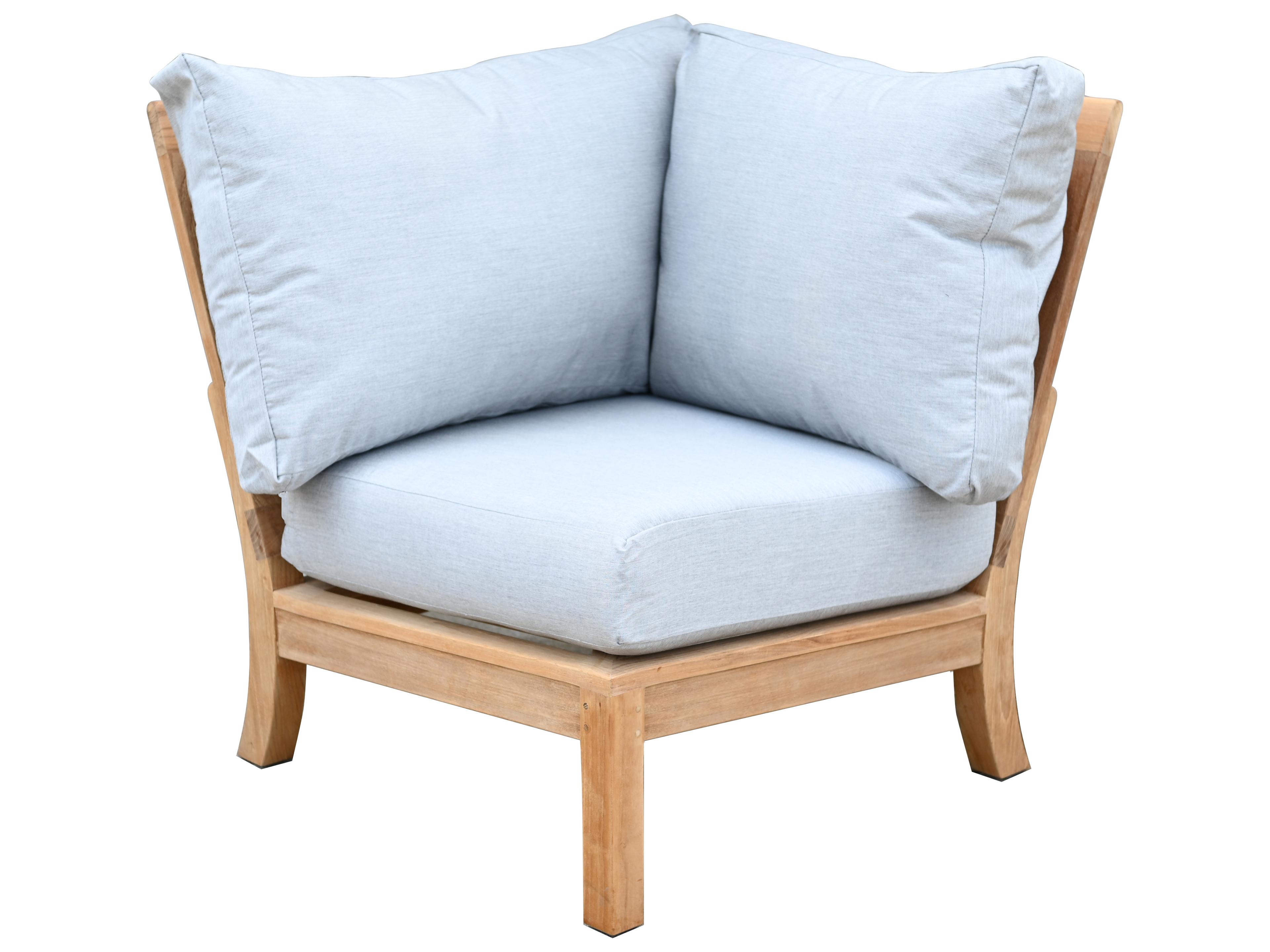 Three Birds Casual St. Lucia Teak Deep Seating Sectional Corner Outdoor Patio Lounge Chair