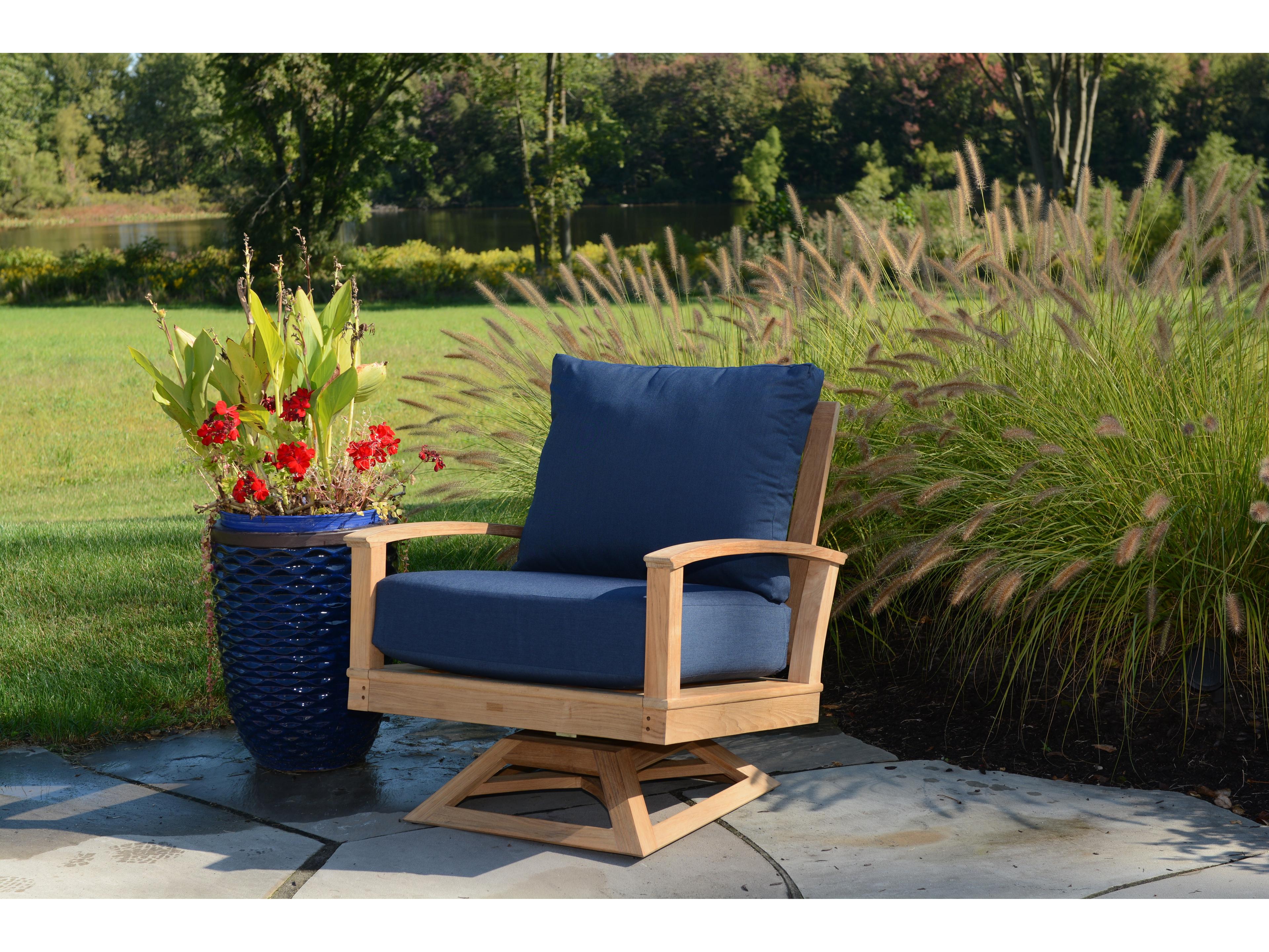 Three Birds Casual St. Lucia Teak Deep Seating Swivel Rocker Outdoor Lounge Chair
