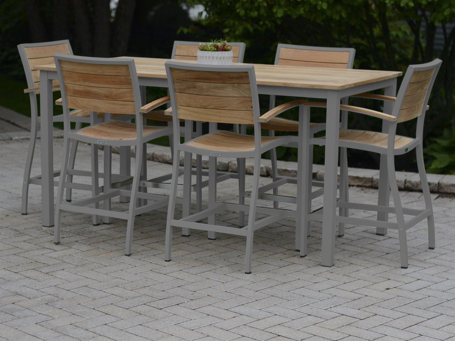 Three Birds Casual SoHo Aluminum Teak Counter Set