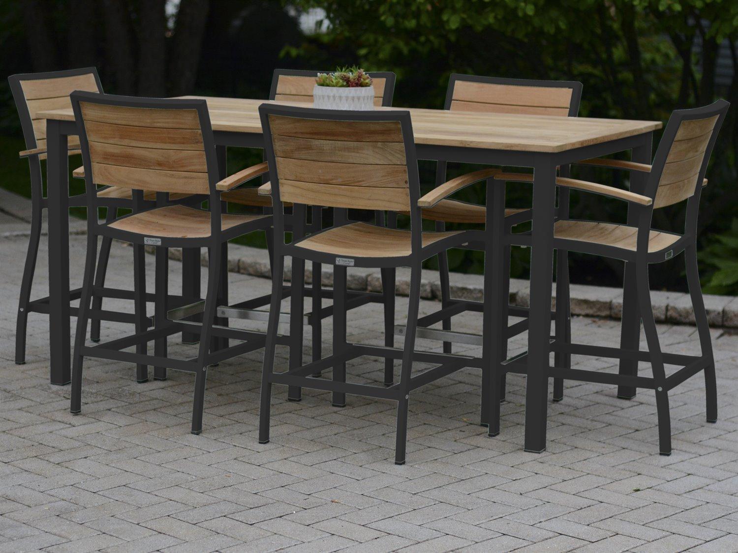 Three Birds Casual SoHo Aluminum Teak Counter Set