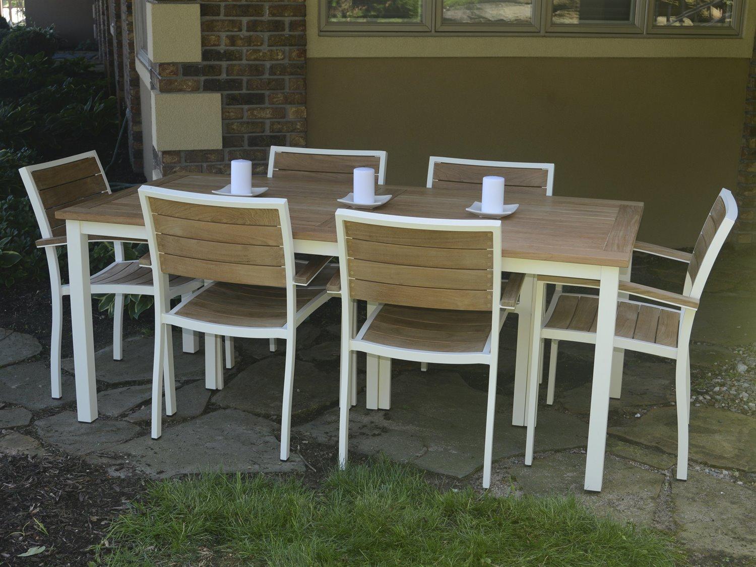 Three Birds Casual SoHo Aluminum Teak Outdoor Dining Set