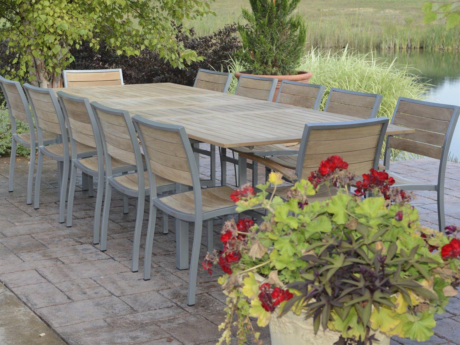 Three Birds Casual SoHo Aluminum Teak Outdoor Dining Set
