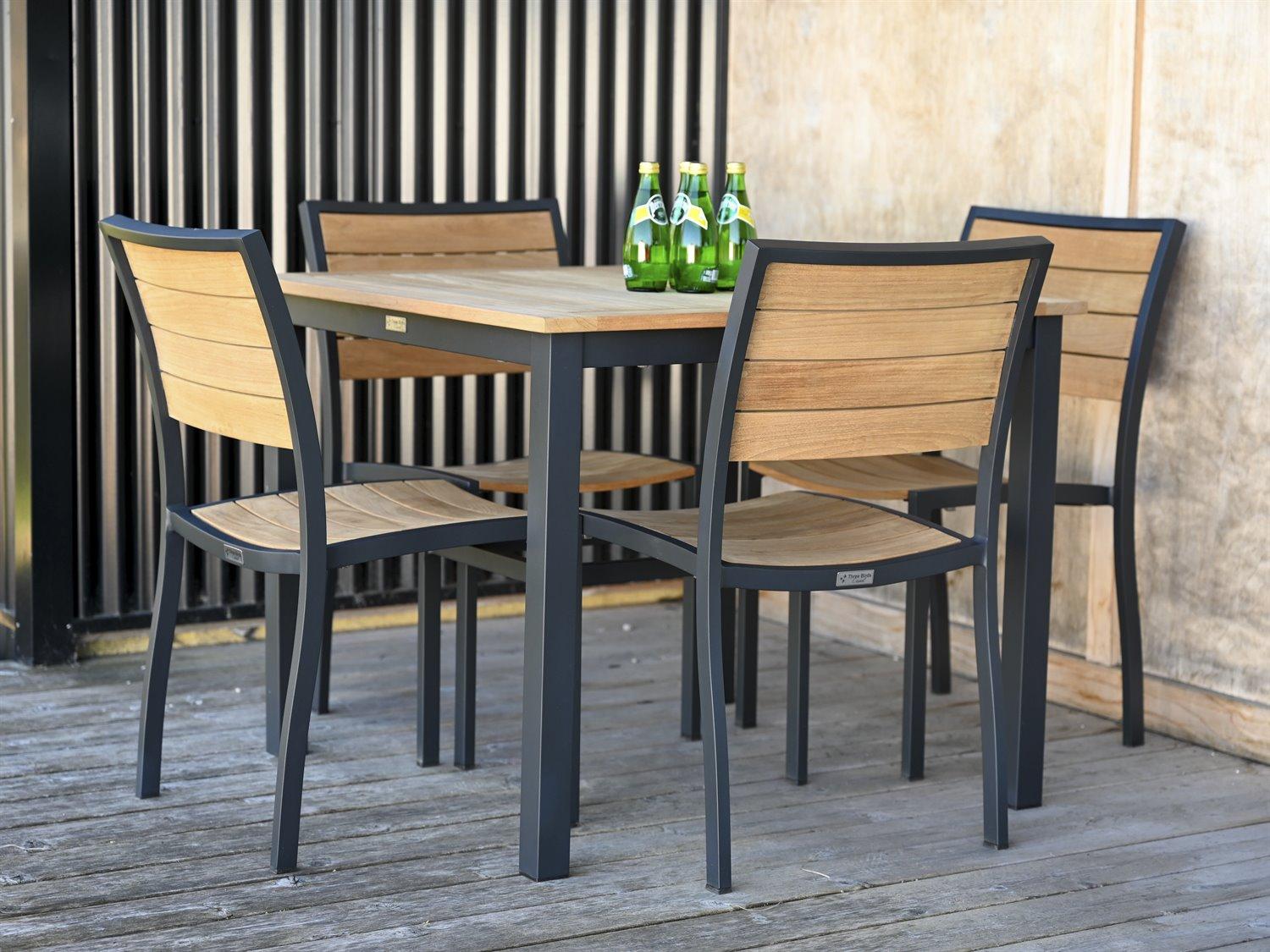 Three Birds Casual Soho Aluminum Teak Patio Dining Set
