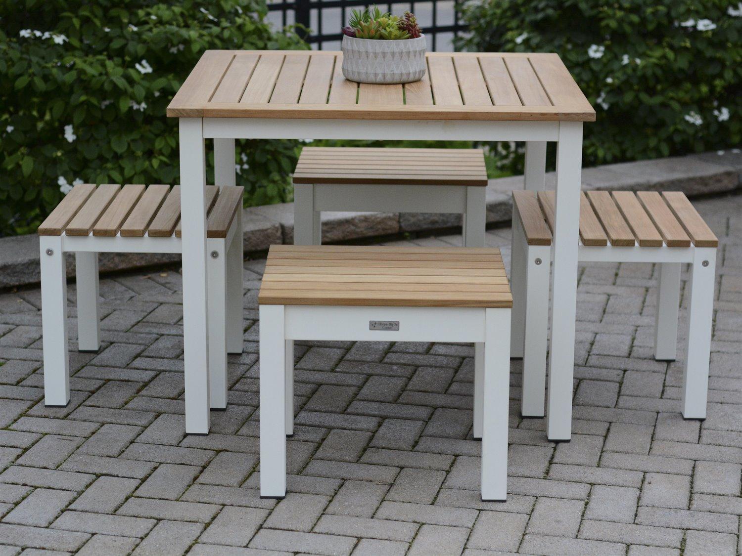 Three Birds Casual SoHo Aluminum Teak Outdoor Patio Dining Set