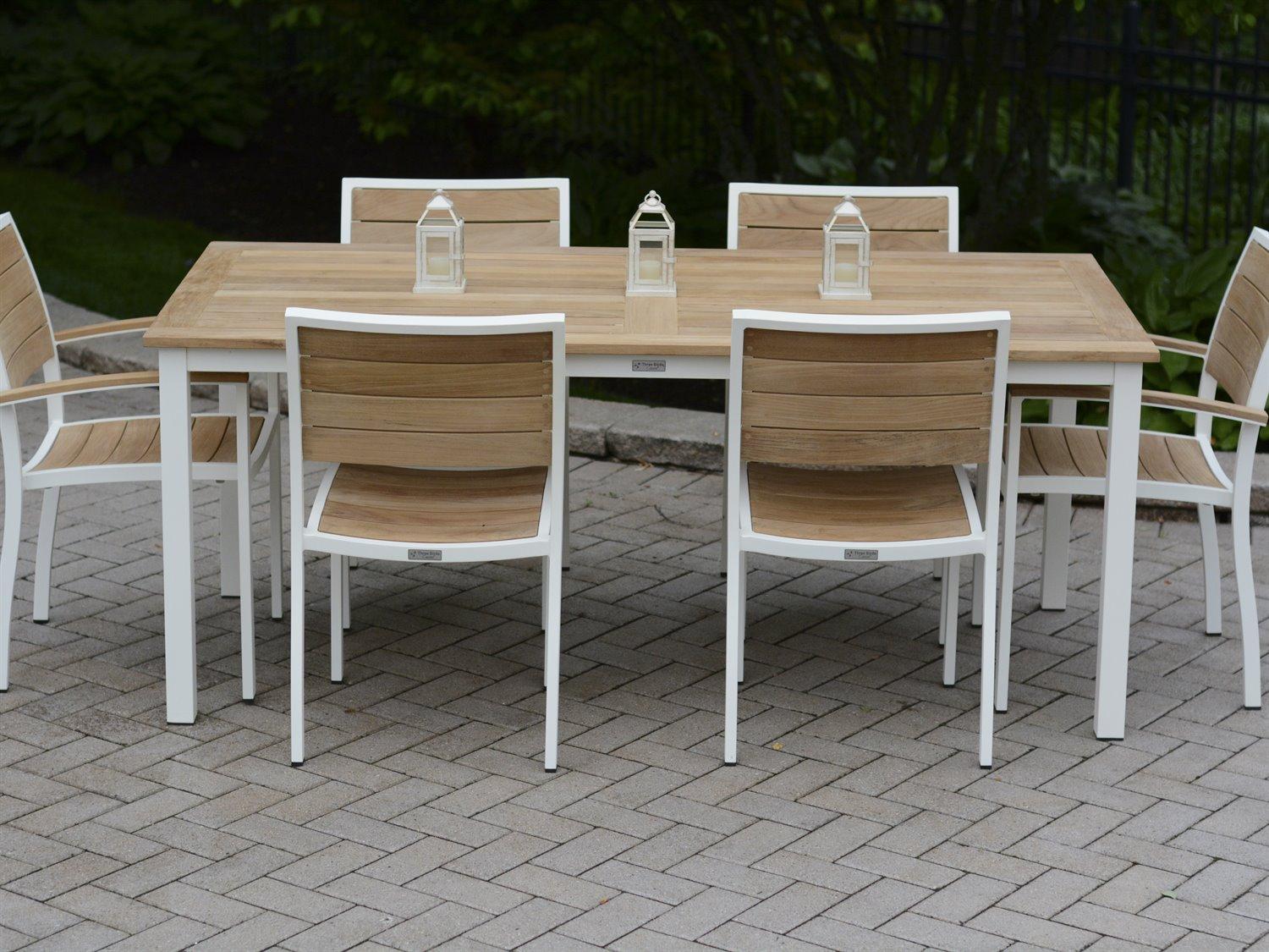 Three Birds Casual SoHo Aluminum Teak Outdoor Dining Set