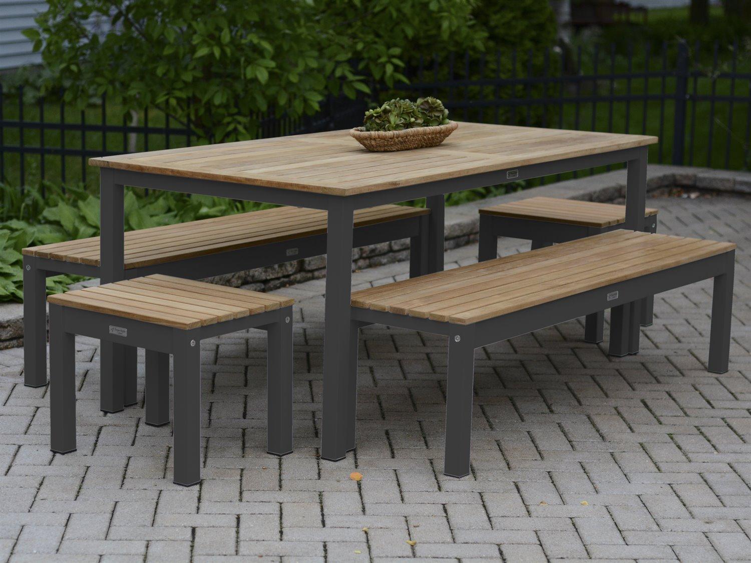 Three Birds Casual SoHo Aluminum Teak Outdoor Patio Dining Set