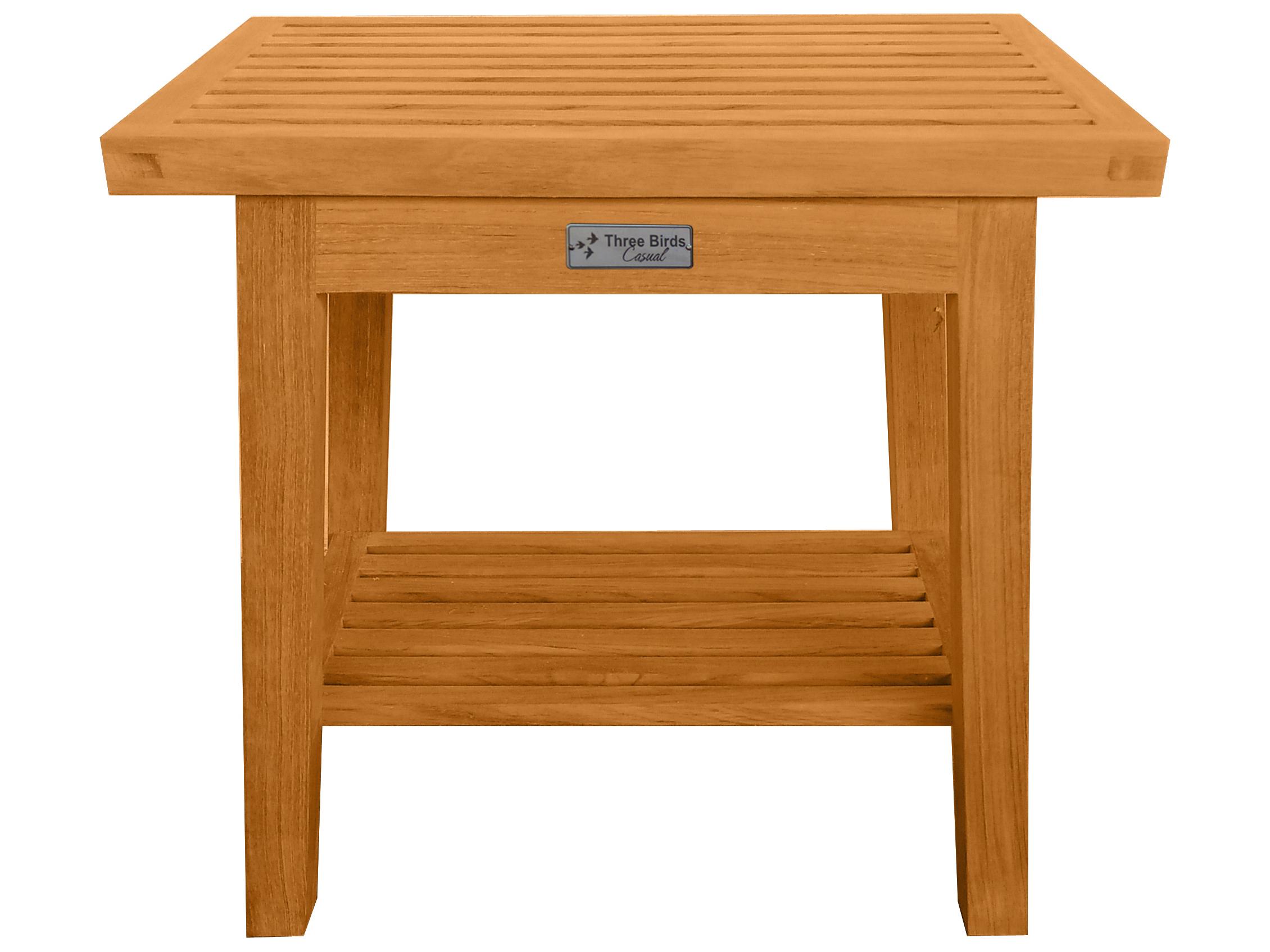 Three Birds Casual Teak Shower Stool