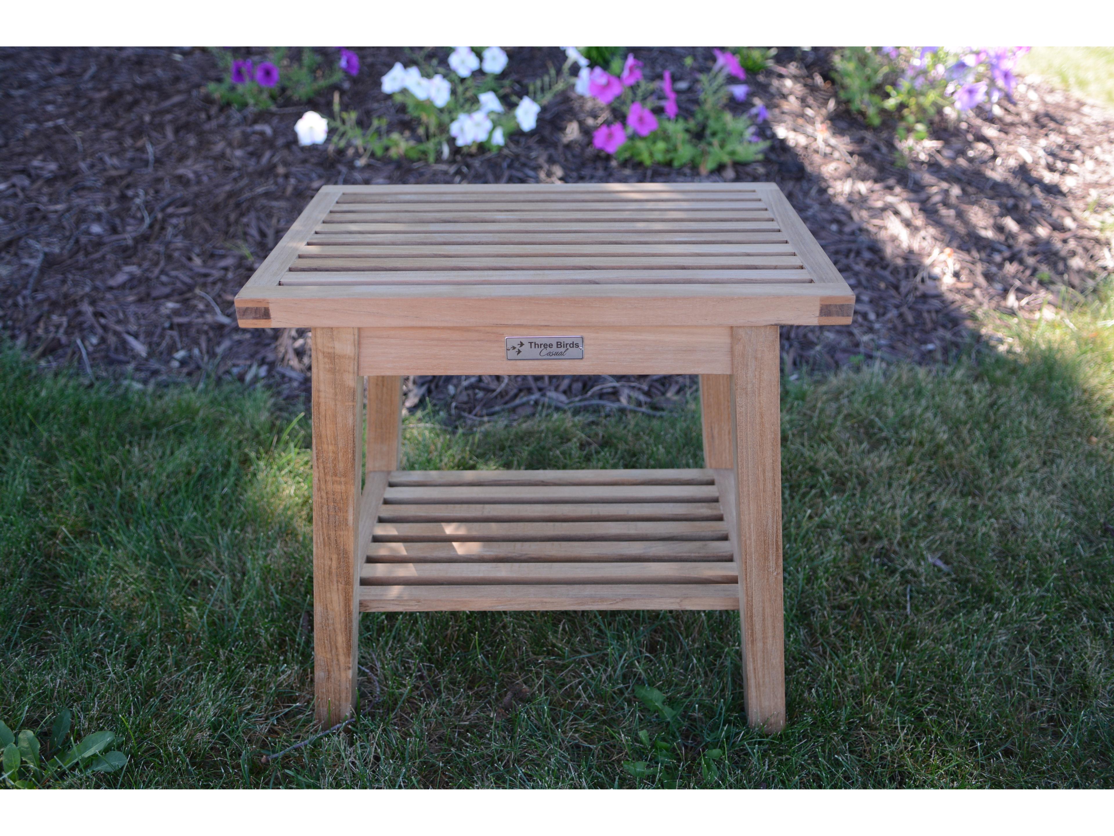 Three Birds Casual Teak Shower Stool