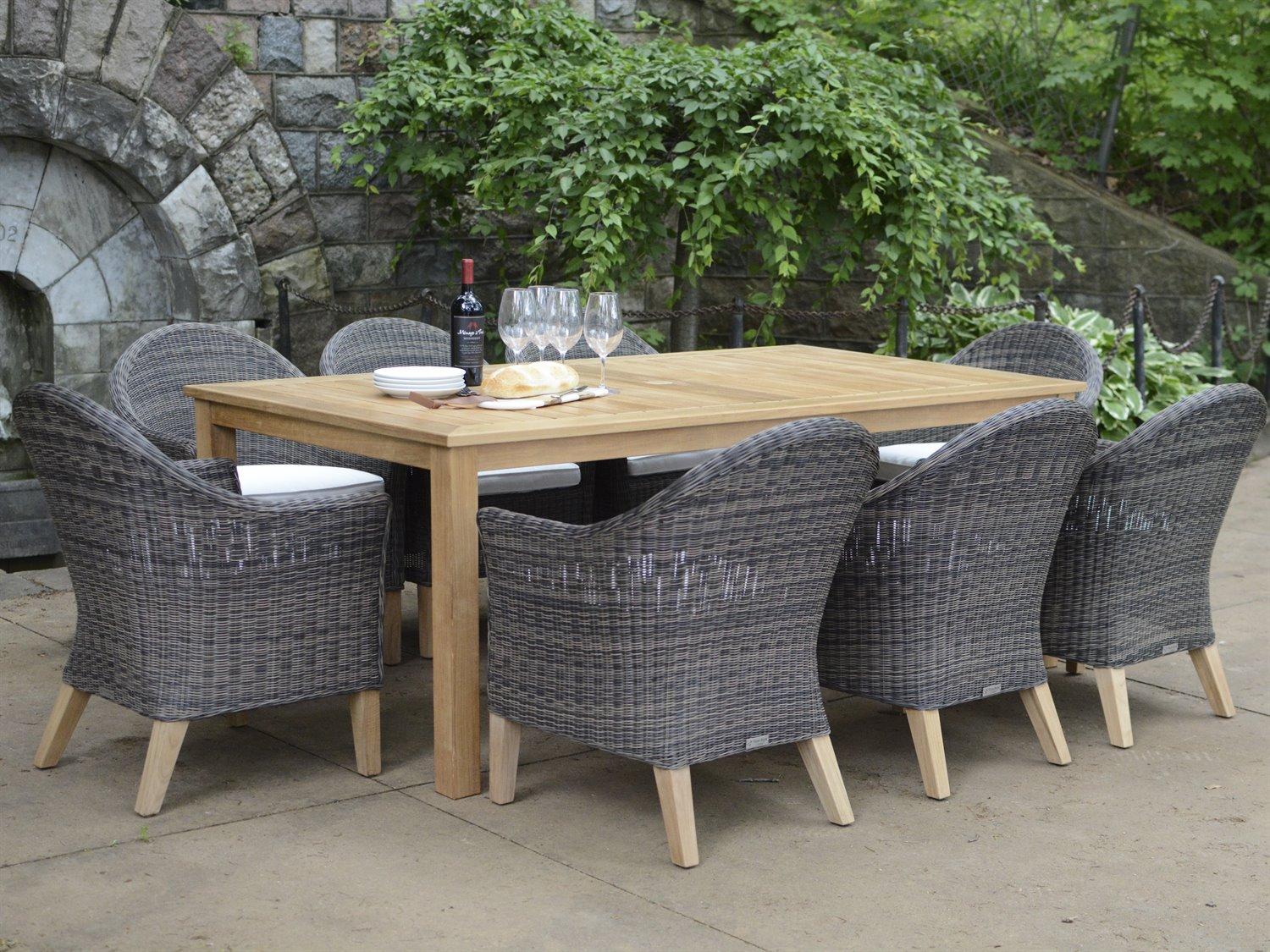 Three Birds Casual Vienna Teak Wicker Patio Dining Set