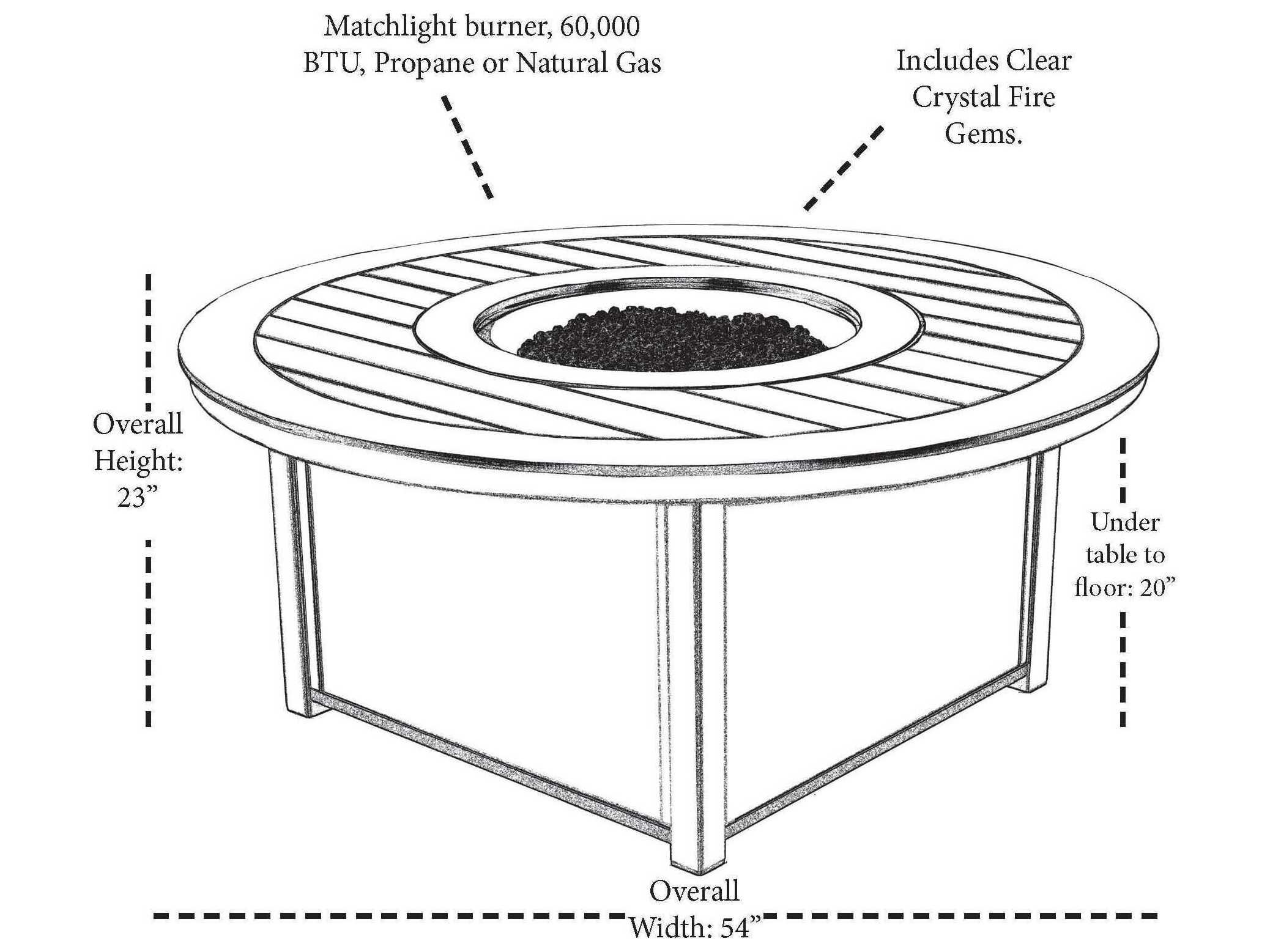 Telescope Casual MGP Aluminum Round Patio Fire Pit Table