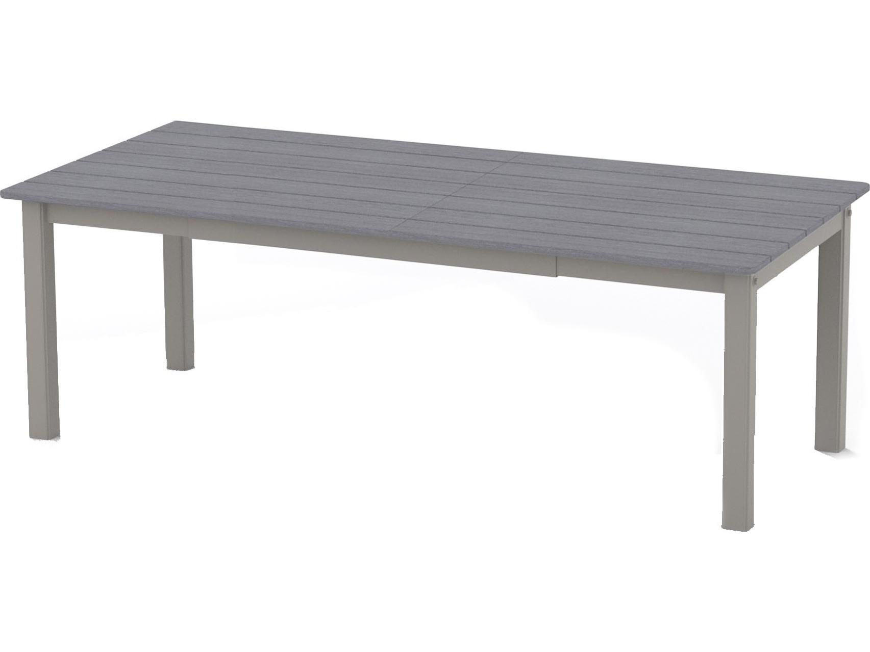 Telescope Casual Marine Grade Polymer Rectangular Extendable Outdoor Dining Table with Umbrella Hole