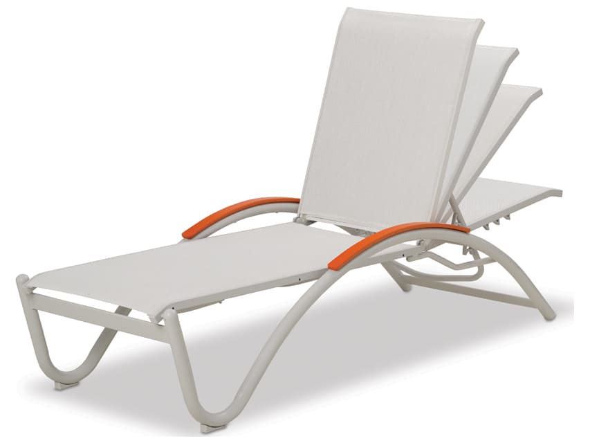 Telescope Casual Helios Sling Aluminum Stackable Patio Chaise Lounge With MGP Arms