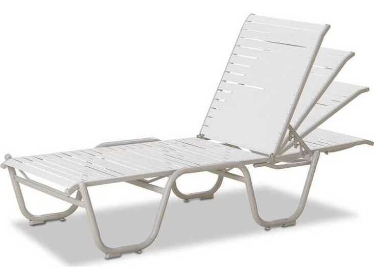 Telescope Casual Reliance Contract Strap Aluminum 16 High Four Position Lay-flat Stackable Patio Chaise Lounge