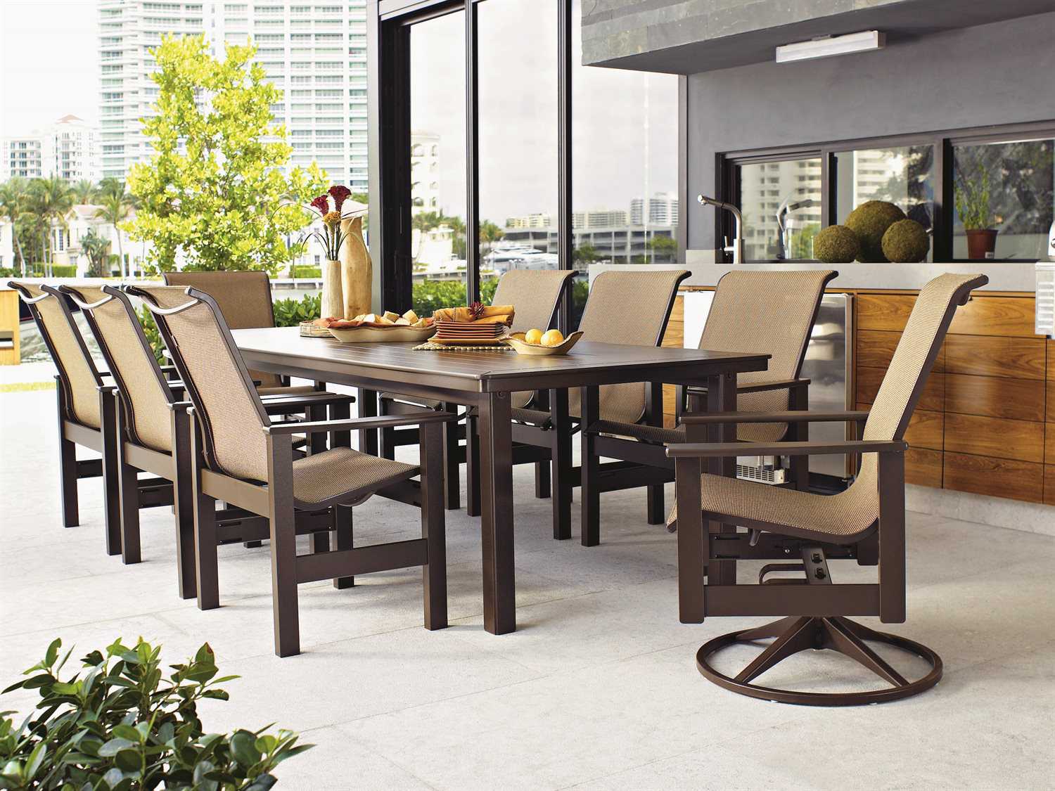 Telescope Casual Leeward Marine Grade Polymer Sling Supreme Outdoor Dining Set